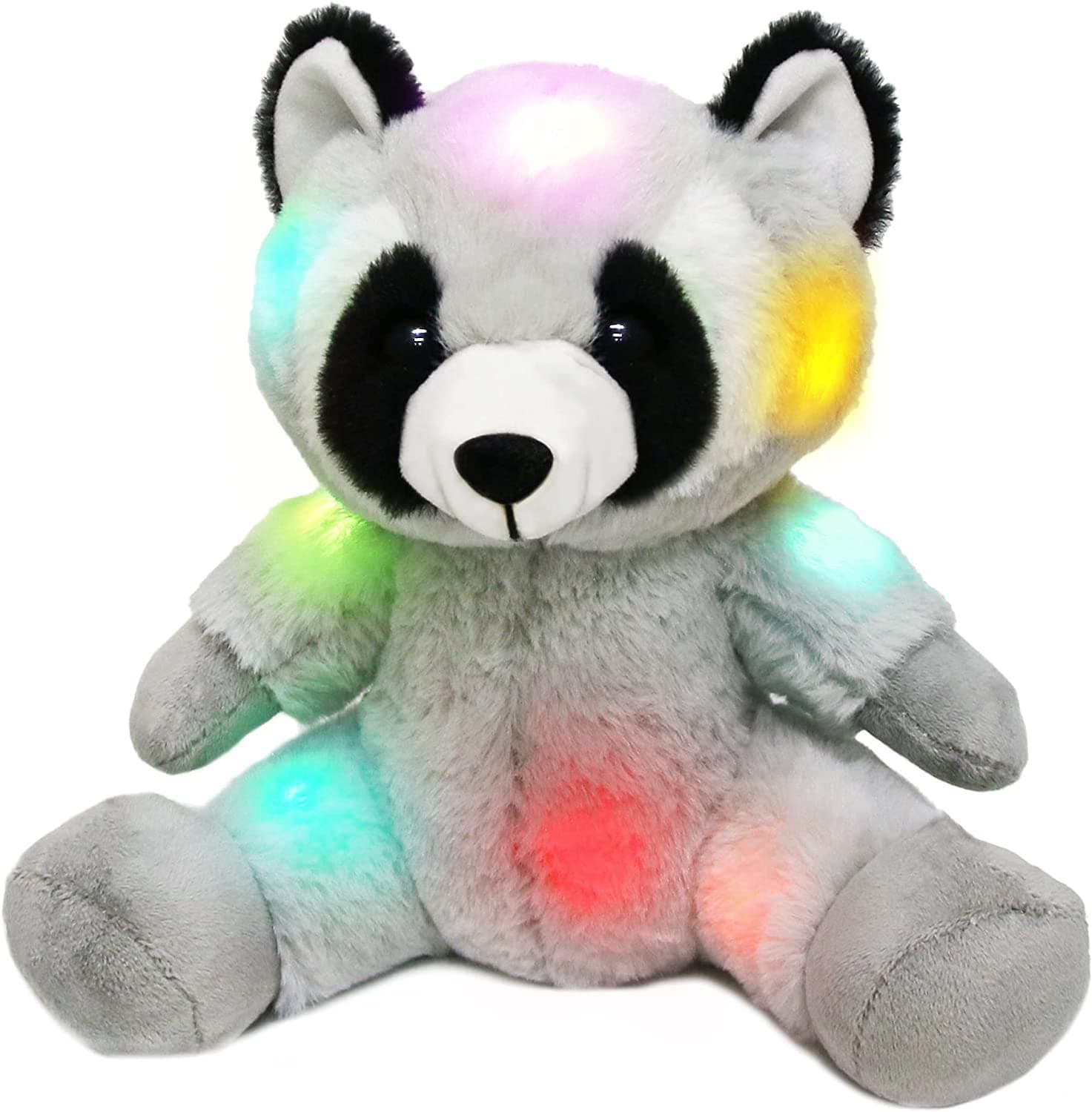 BSTAOFY Light up Raccoon Stuffed Animal LED Glow Soft Plush Toy Colorful Companion Birthday Christmas for Kids, 10''