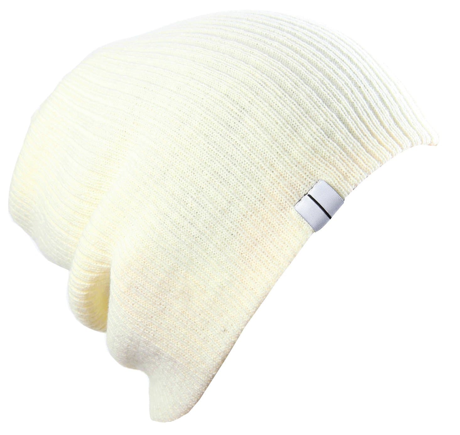 Slouchy Beanie Slouch Skull Hat Ski Hat Snowboard Hat Ribbed Beanie Oversize Beanie Three Styles in One Beanie: Wear it Slouch, Folded or Up White Highly (TM)