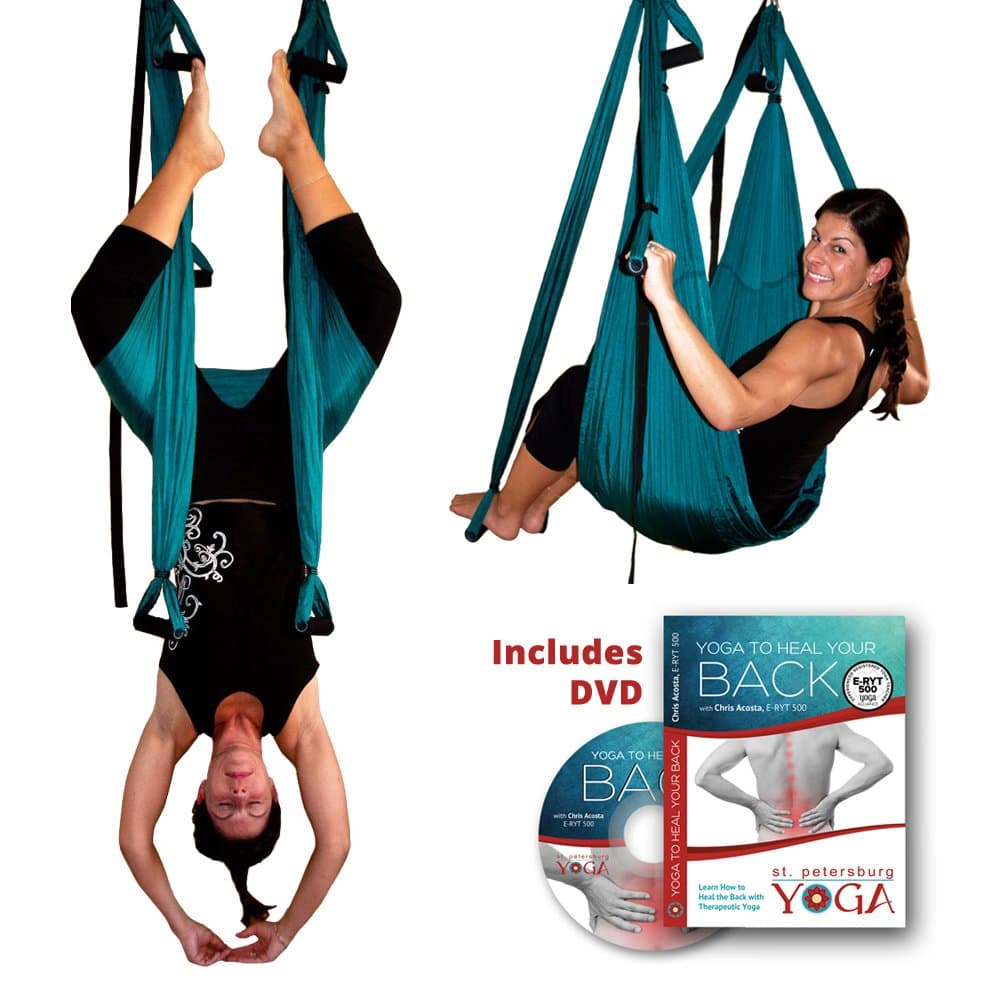 Inversion Sling - Original GravoTonics Yoga Swing (Teal) + Yoga Back DVD