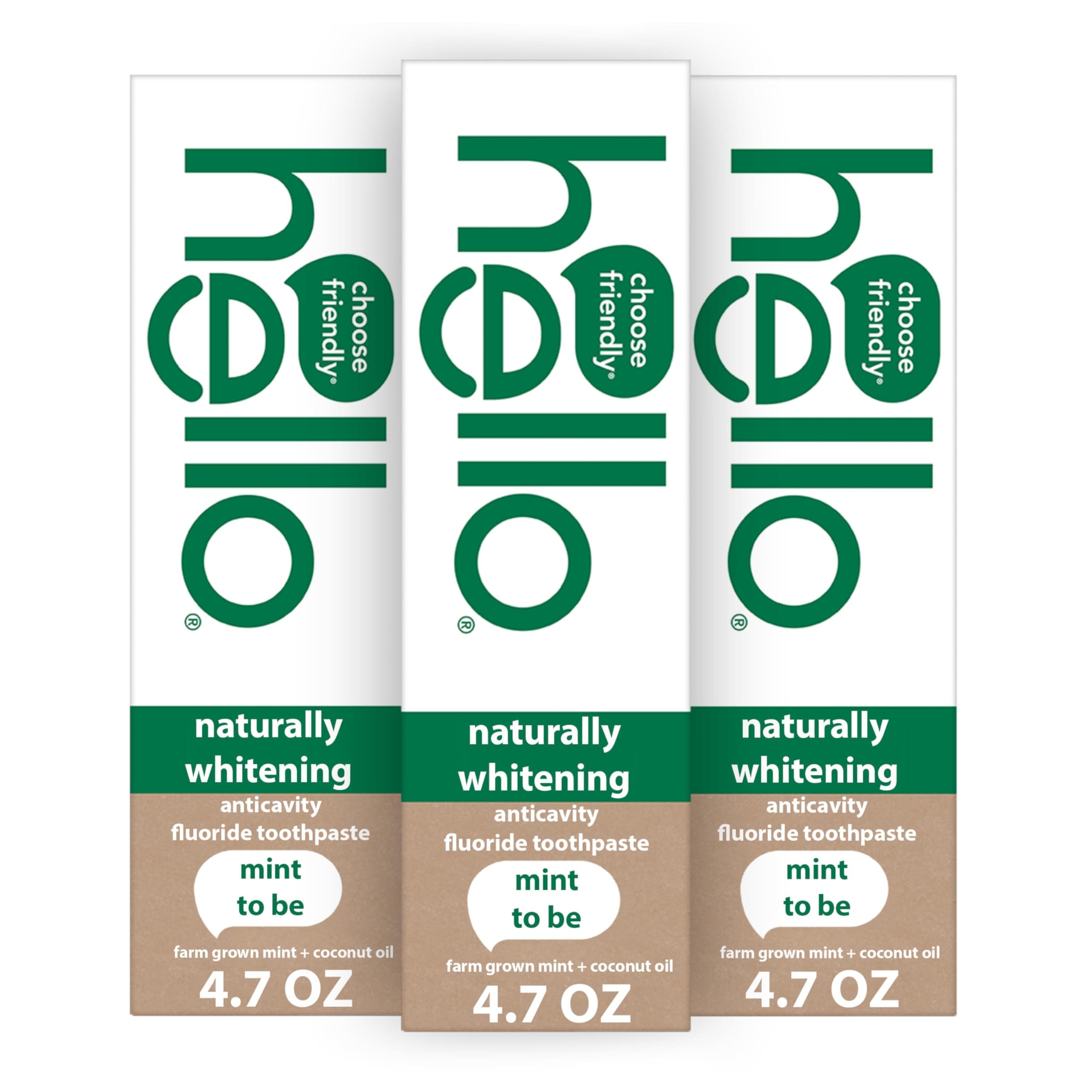Naturally Whitening Fluoride Toothpaste, Natural Peppermint Flavor and Tea Tree Oil, Peroxide Free, Gluten Free, SLS Free, 3 Pack, 4.7 OZ Tubes