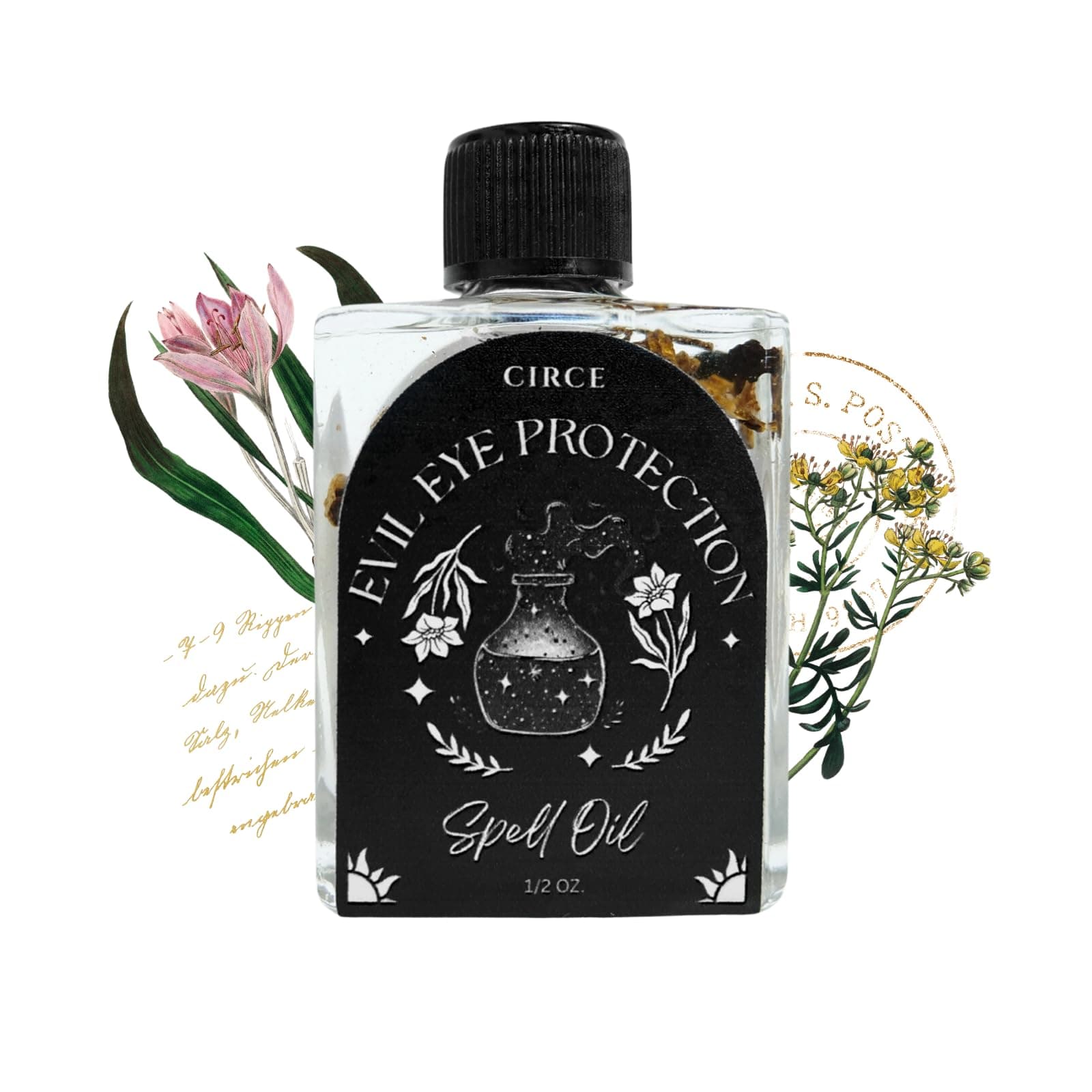 CIRCE Evil Eye Protection Spell Oil - Energy Protection & Defensive Layer - Add to Bath, Use in Rituals, Wear as Fragrance to Align w/Desires- Coconut Oil, Rosemary, Rue, and Hyssop. - 1/2oz