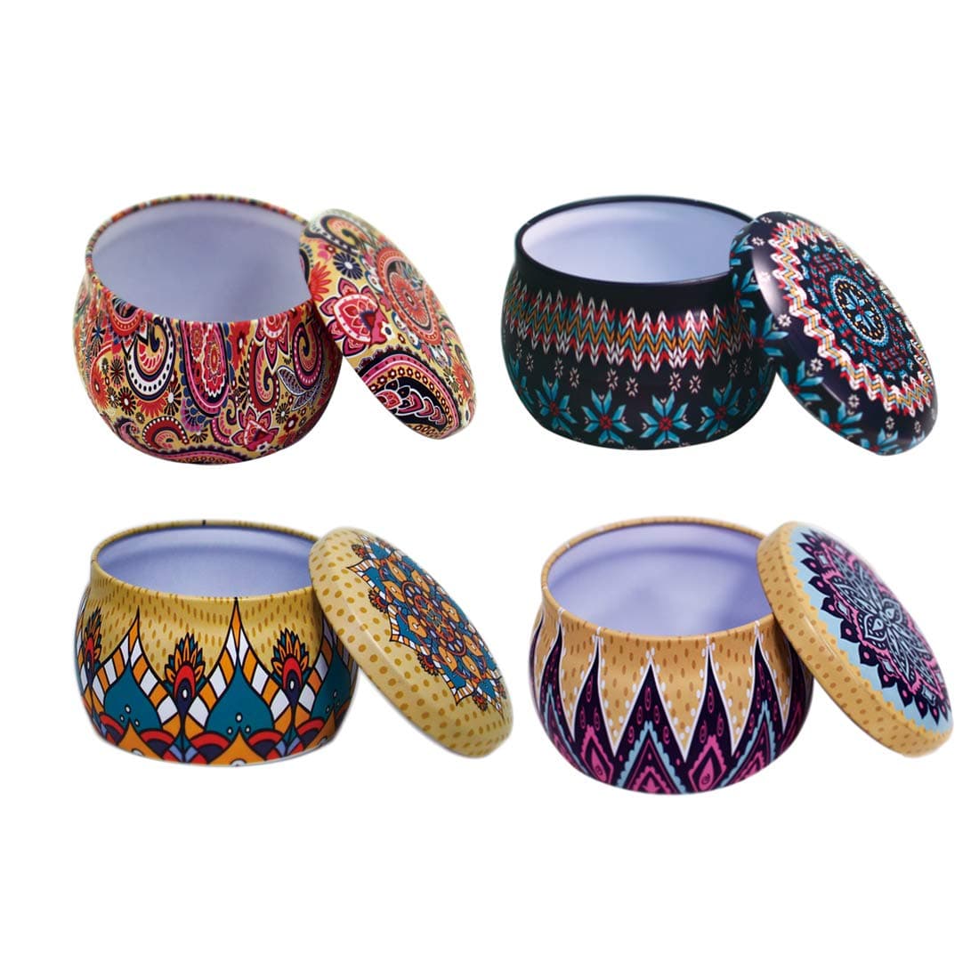 Leiqin DIY Candle Making kit, European Style Candle Jars,Small Empty Metal Jar Scented Candle Tins Container Earphones Storage Case Home Organizer with Lids for Organic Candle Maker Starter-4PCS