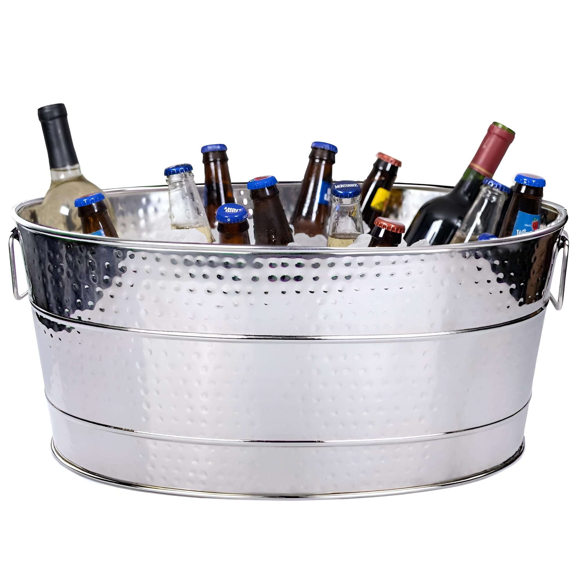 BREKX Aspen Heavy-Duty Oval Stainless Steel Drink Cooler for Parties - Metal Large Ice Bucket for Drinks, 25-Quart (30-Bottle) Large Cooler Ice Container for Parties