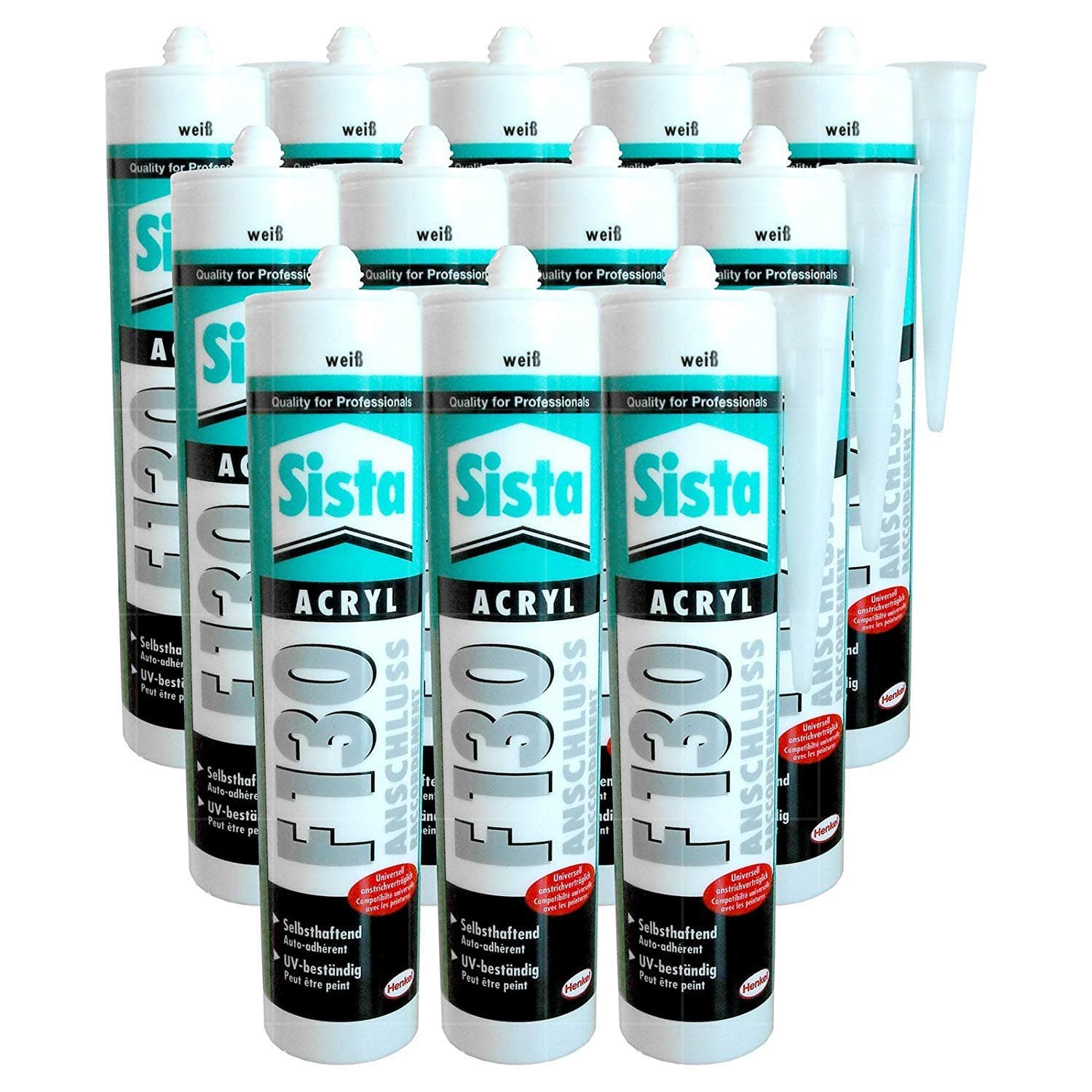 Sista Acrylic Sealant, White, 12 x 300 ml, Paste, Water Resistant, For Wood and Window Use