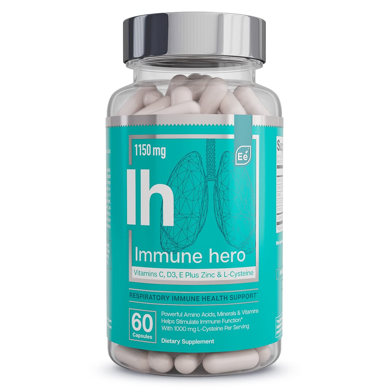 Essential ElementsImmune Support Supplement - with Vitamin C, Zinc, L-Cysteine, Chromium and More | Multi-System Immunity Booster | Immune Hero 60 Veggie Capsules
