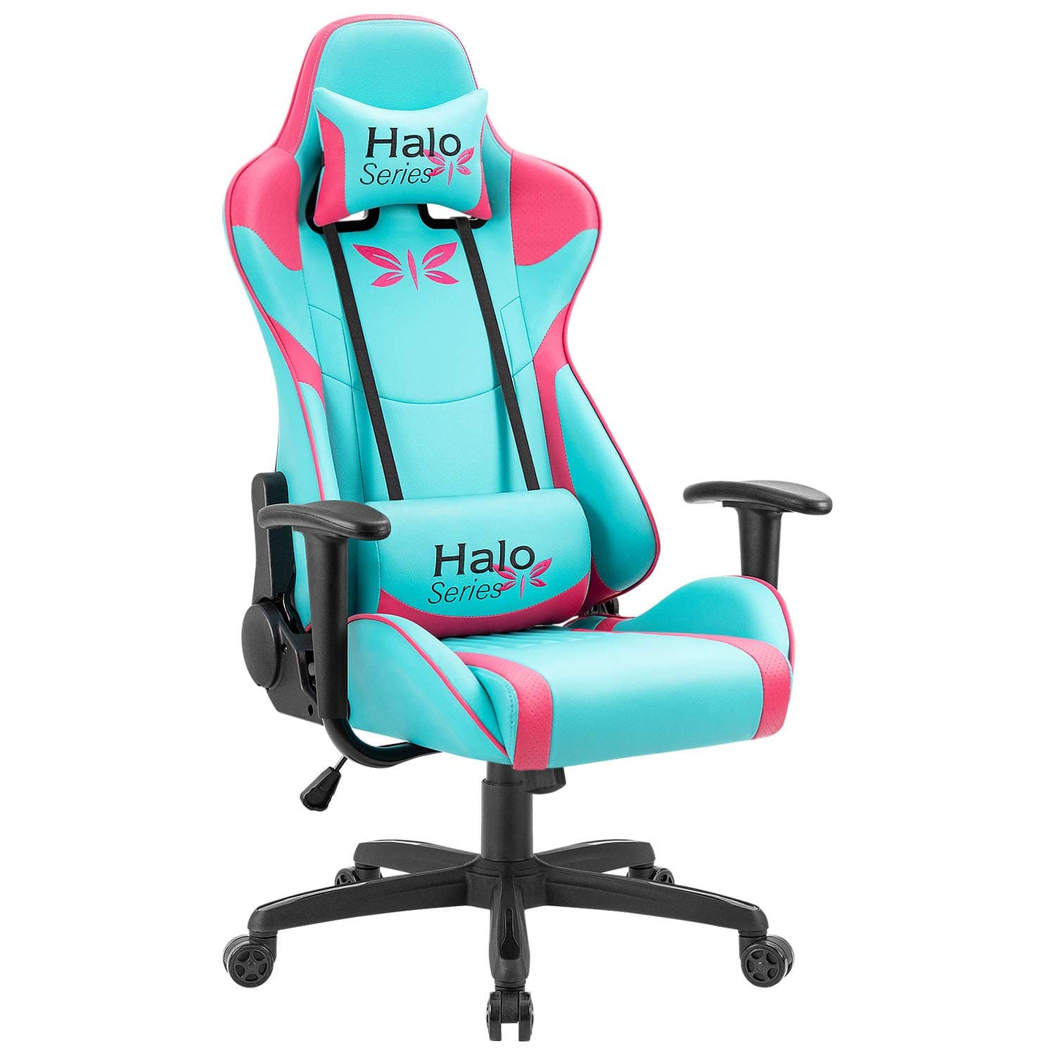 Tuoze Racing Style Gaming Chair High Back PU Computer Chair Ergonomic Adjustable Height Desk Chair Recliner Swivel Executive Office Chair with Headrest and Lumbar Support (Blue and Pink)