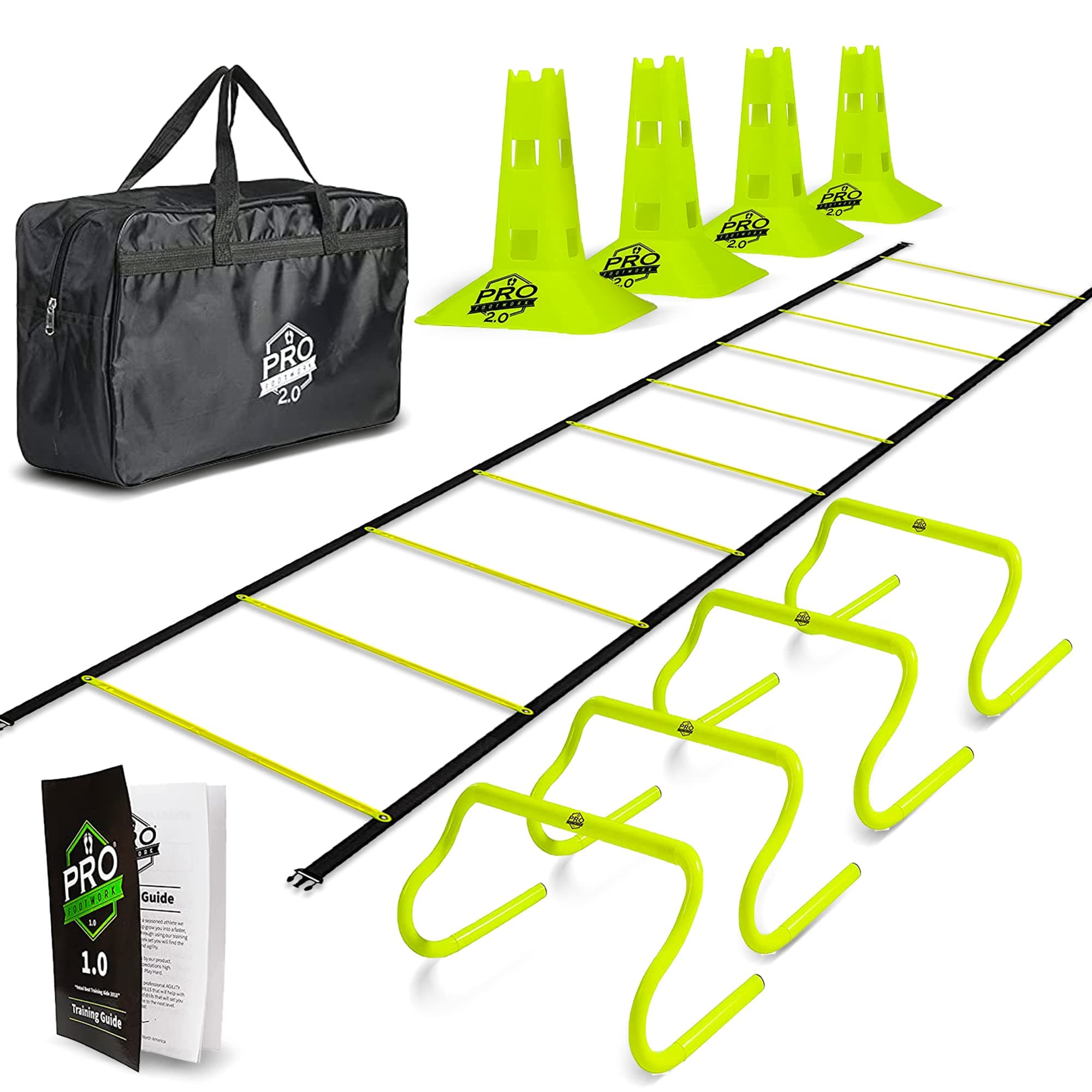 Agility Ladder Speed Training Equipment Includes 5 Speed Hurdles Agility Speed Ladder, Jump Rope, Cones, Soccer Training Equipment for Kids - Football Training Equipment