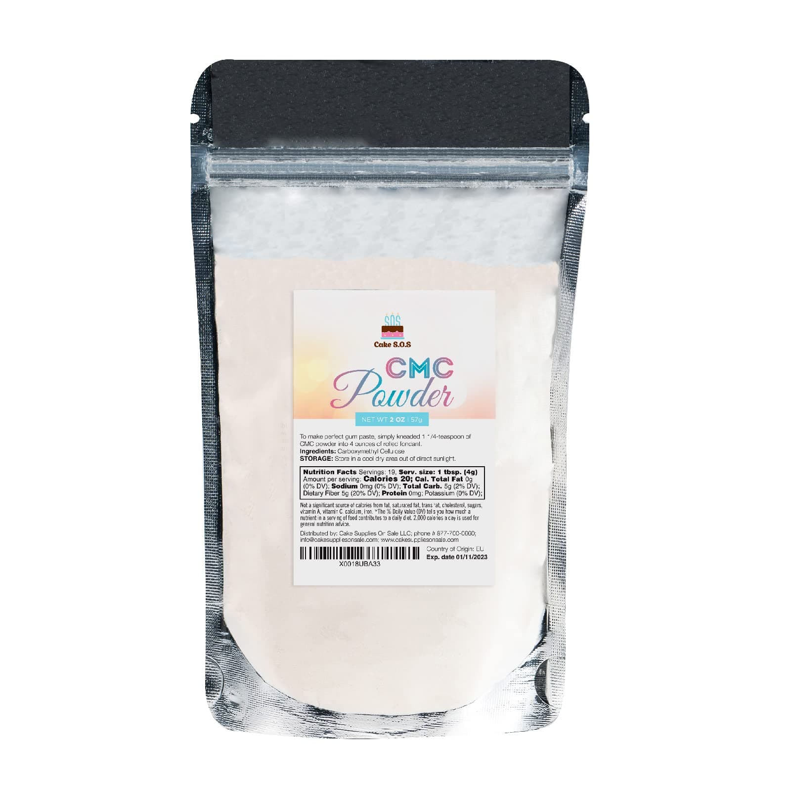 CMC Powder 2 Oz. - 100% Pure, Premium CMC Powder for Fondant, Ice Cream, Cake, Yogurt, Candy, Frostings, and Cake Decorations