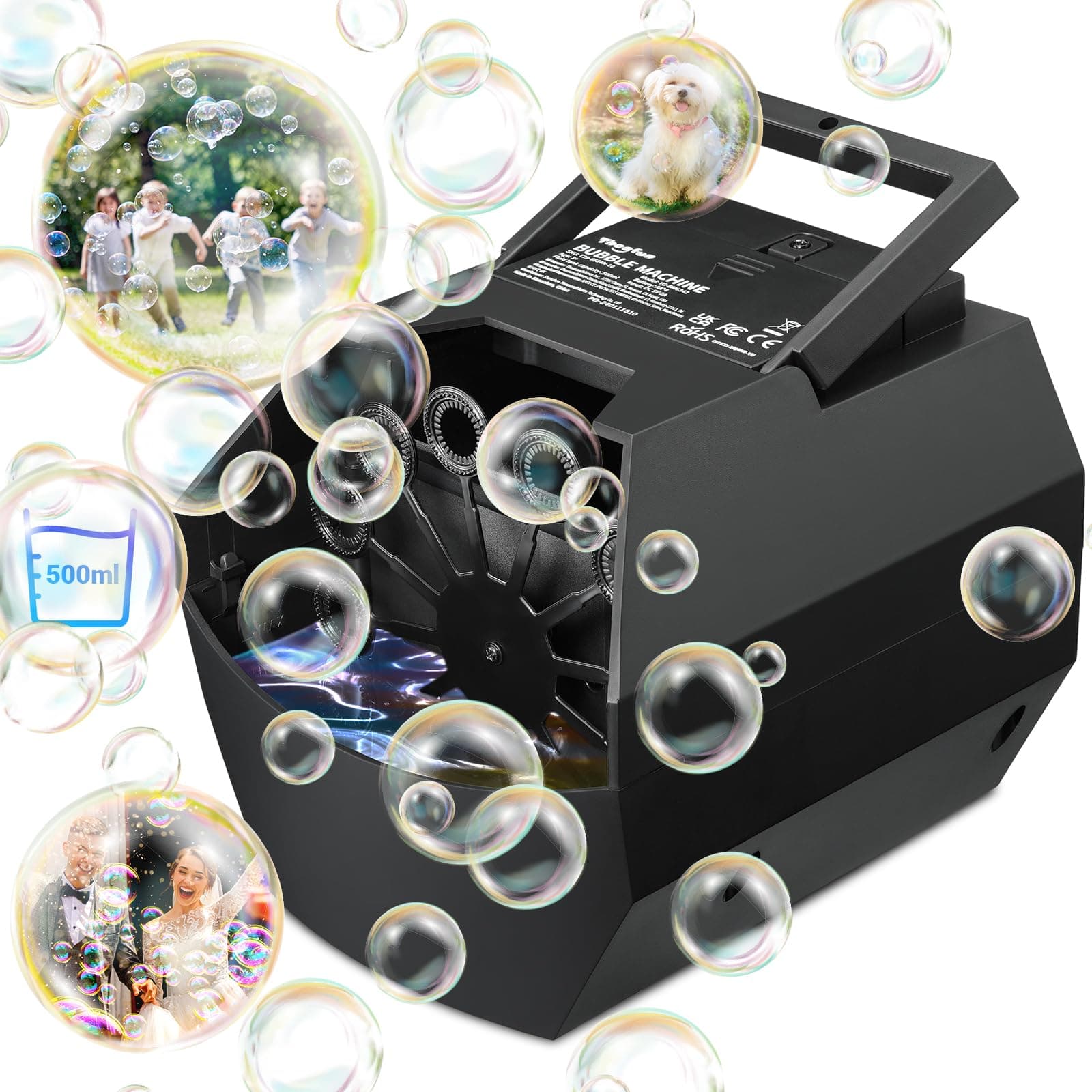 Theefun Bubble Machine: 500ml Automatic Bubble Blower for Kids and Kids, Portable Bubble Maker Operated by Bubble Machines for Party Wedding Birthday Outdoor