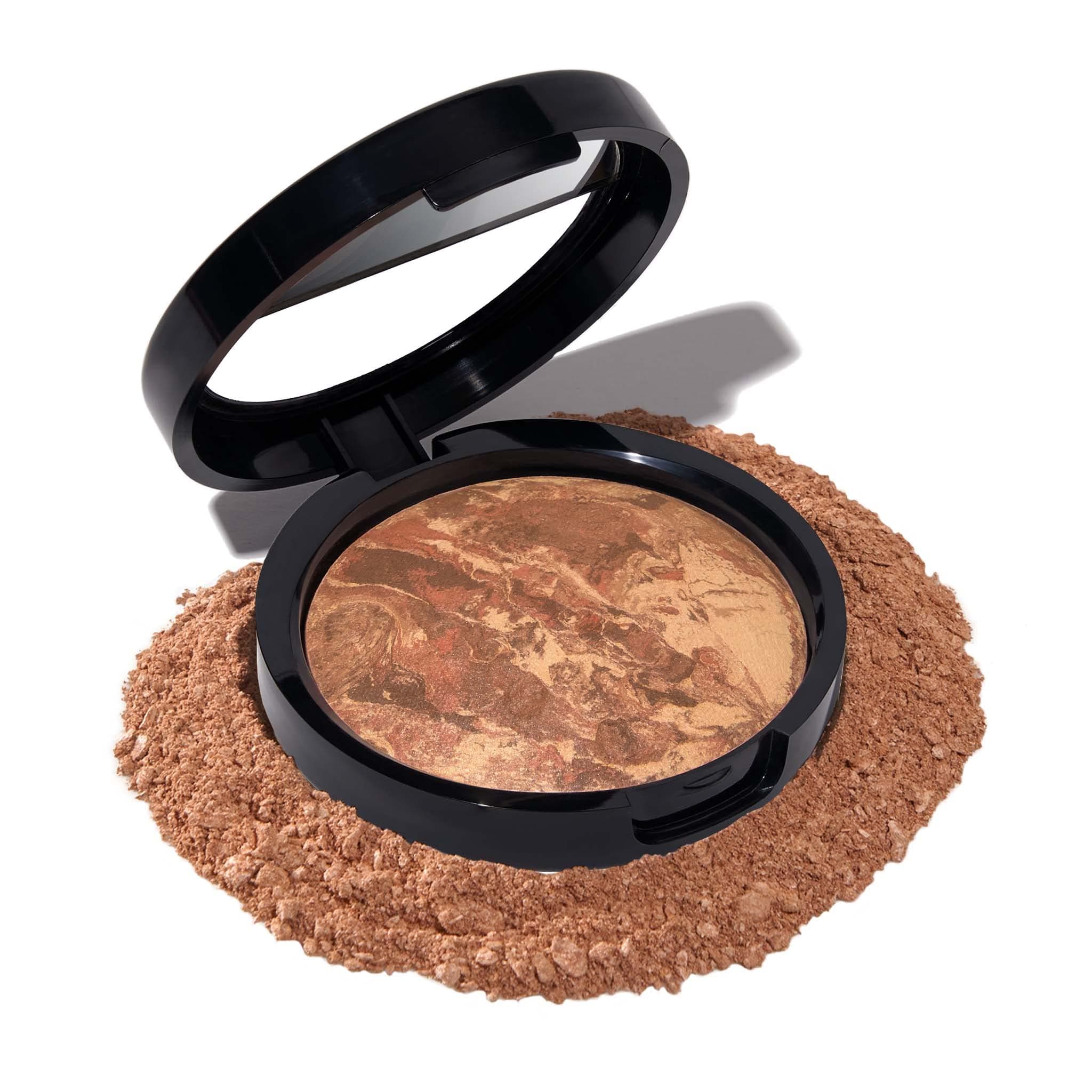 LAURA GELLER Baked Balance-n-Brighten Colour Correcting Powder Foundation (Deep) Buildable Light to Medium Coverage Baked Foundation, Demi-Matte Finish