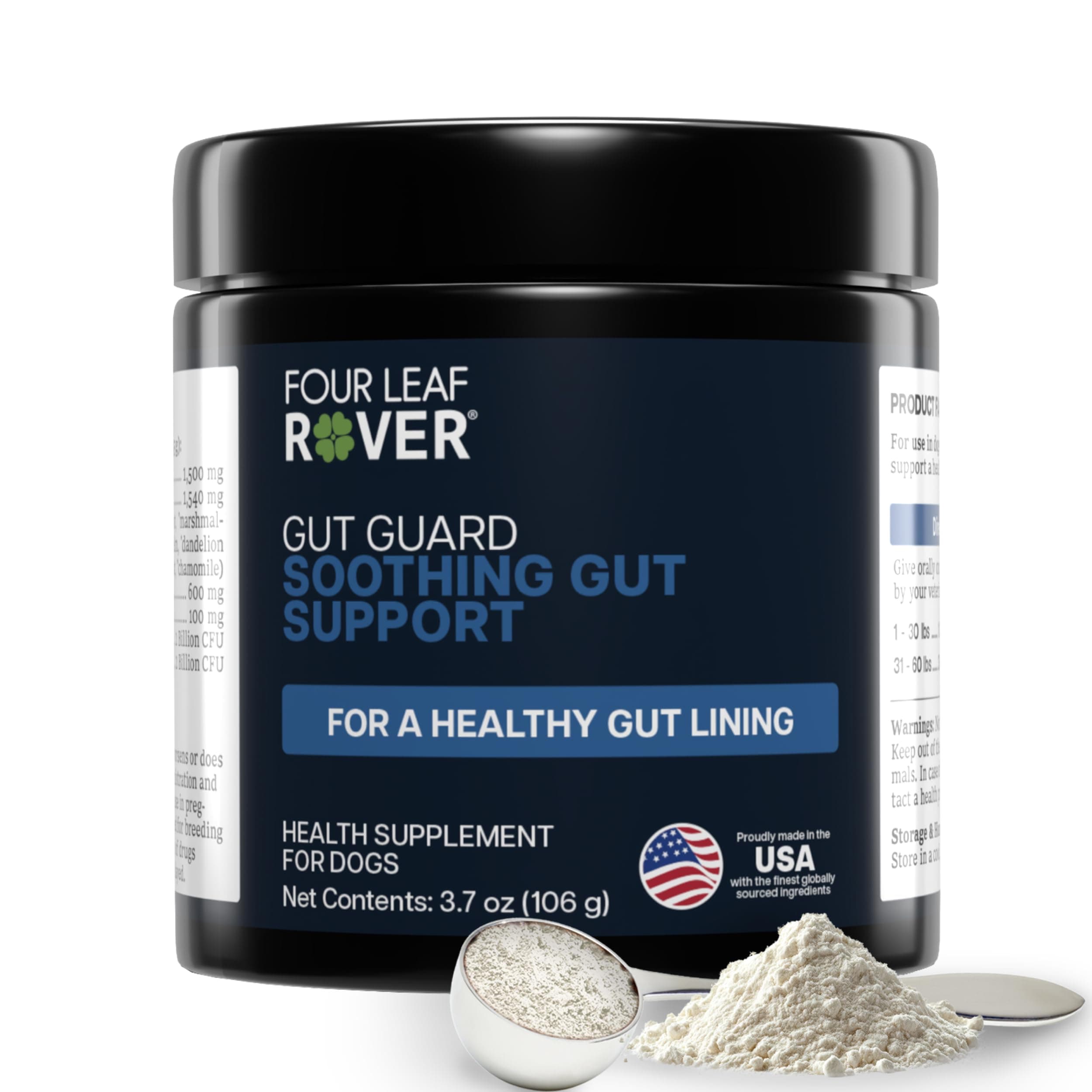 Four Leaf Rover Gut Guard - Dog Probiotics, Prebiotics, and Organic Herbs for Gut Health and Immune Support - Veterinarian Formulated - 30 Day Large Dog Supply