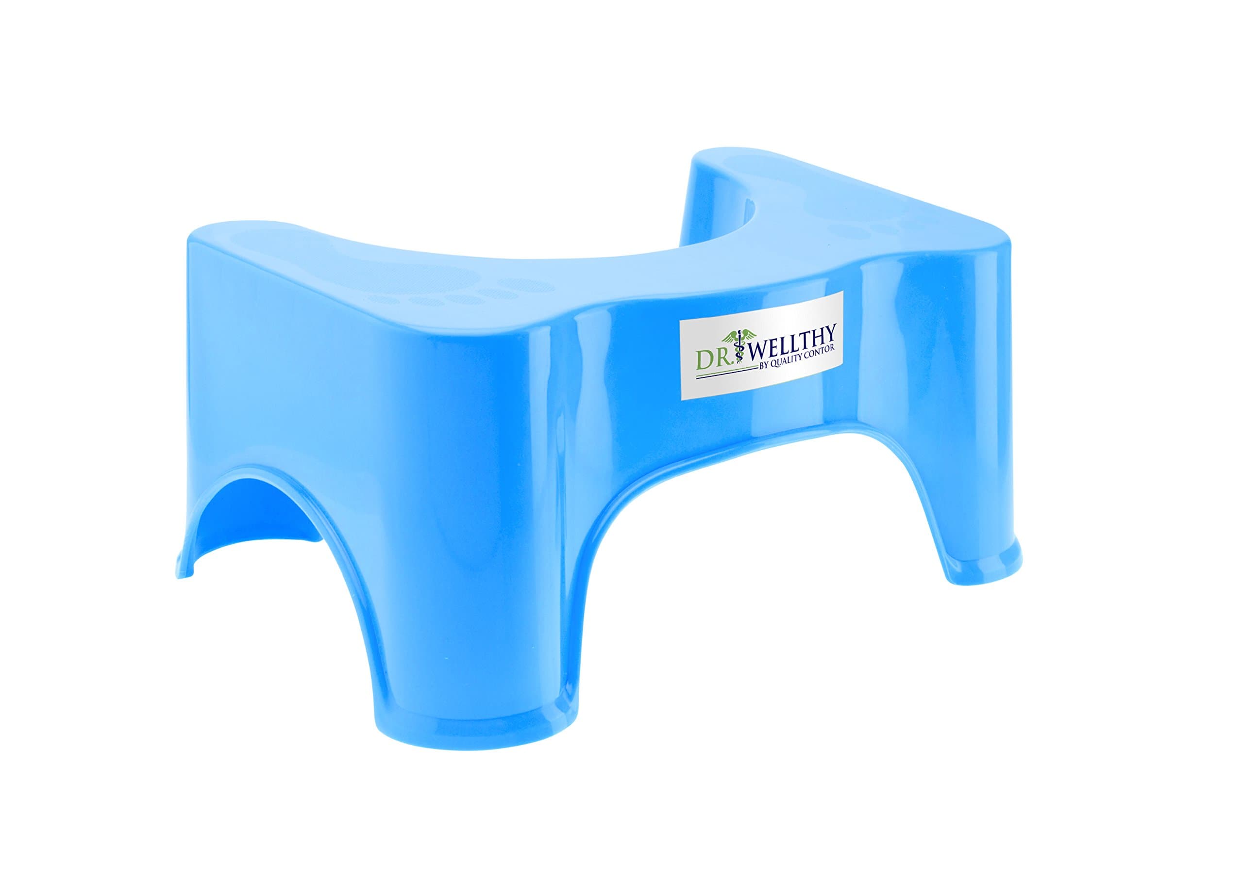 Quality Contor Dr. Wellthy - THE Toilet Stool! Non-Slip Material - Designed for Anti-Constipation - Heal Hemorrhoids - Squat Toilet Stool - blue