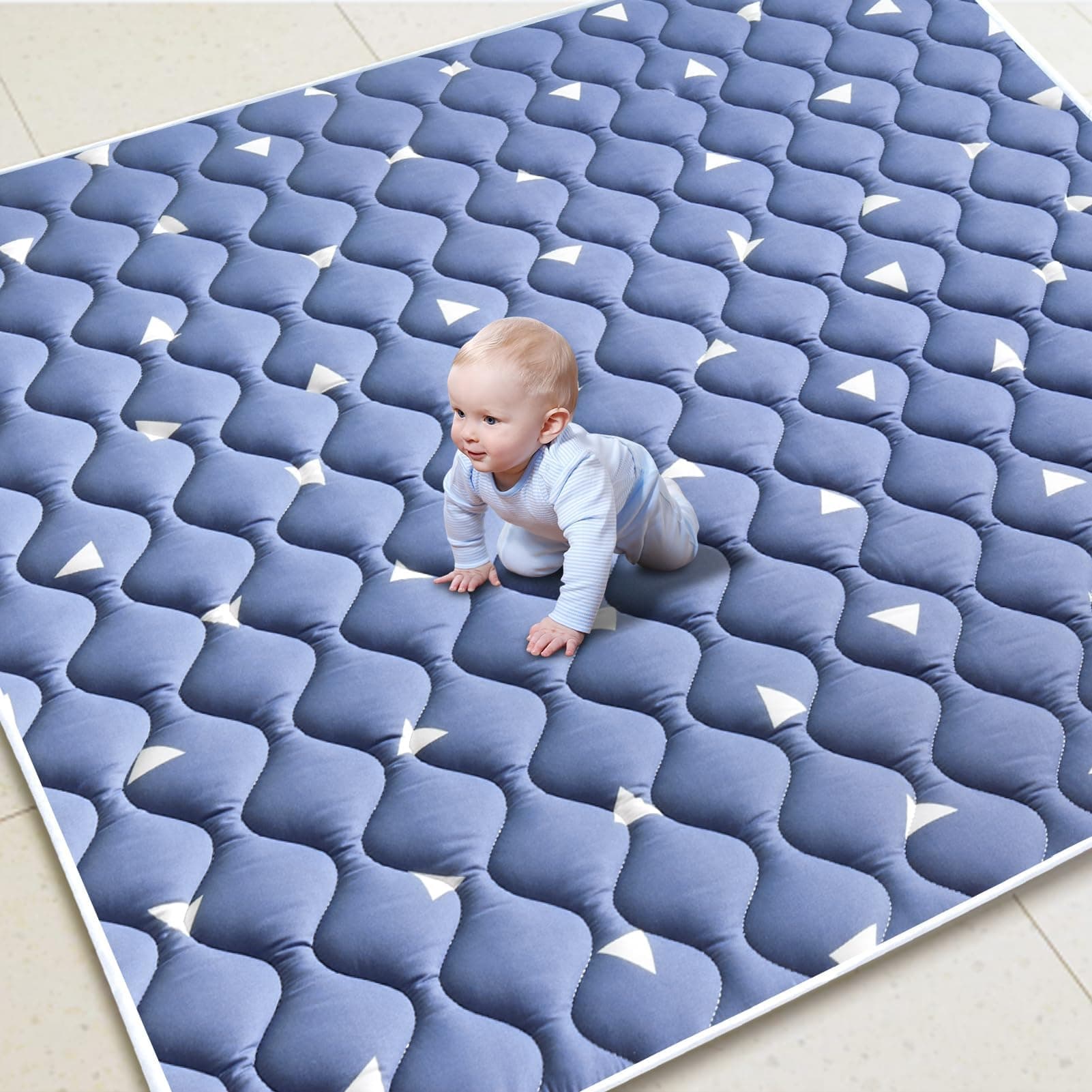 Premium Foam Baby Play Mat for Floor, 50x50 Playpen Mat, Thicken One-Piece Crawling Mat, Non-Slip Cushioned Baby Playmats for Infants, Babies, Toddlers, Play & Tummy Time