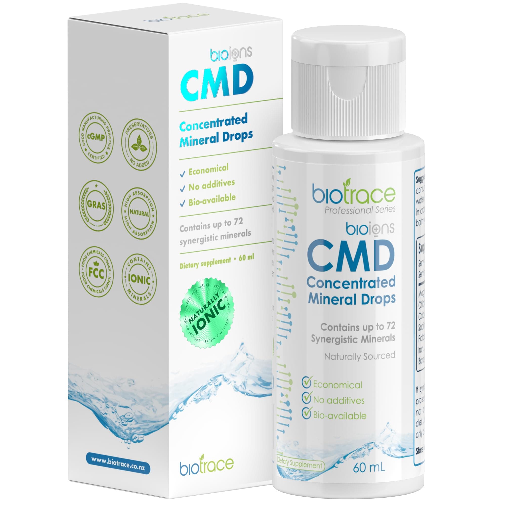 BioTrace Dead Sea Trace Mineral Drops | 72+ Concentrated Trace Minerals, Ionic Liquid Magnesium, Chloride, Potassium | Low Sodium | Energy, Electrolytes, Hydration | 24 Day Supply, 2 fl oz (Pack of 1)