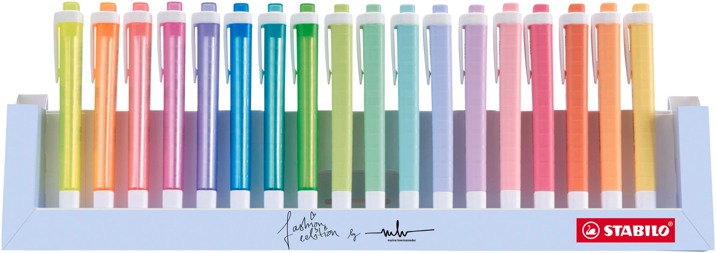 Highlighter swing cool - Deskset of 18-8 x Neon Colors + 10 x Pastel Colors, Portable, Clip Closure