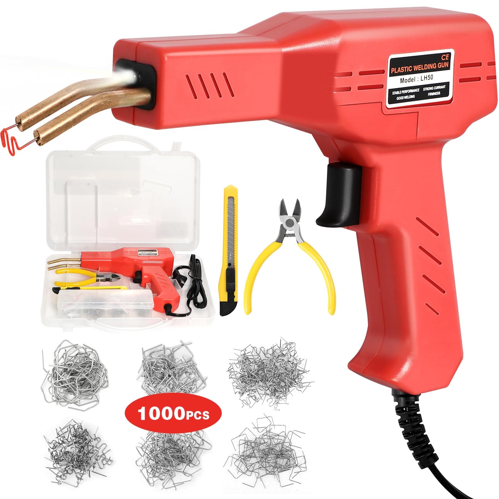 Upgraded Plastic Welder, 1000PCS Staples, Pure Copper Transformer, Rapid Heating, Plastic Welding Kit, Hot Stapler Kit, Plastic Welder Gun Kit, Car Bumper Repair Kit, Plastic Repair Kit