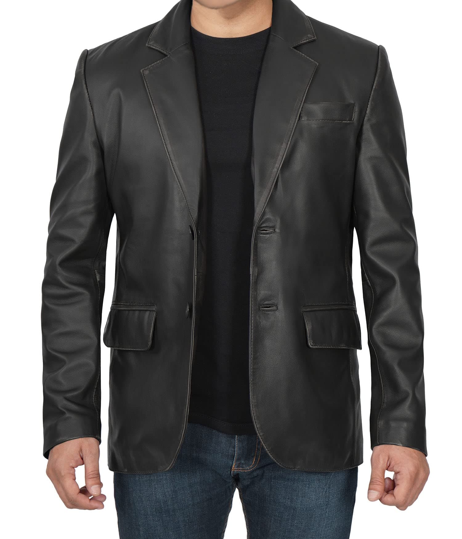 BlingsoulLeather Jacket Men - Distressed Cafe Racer Leather Motorcycle Jacket Men