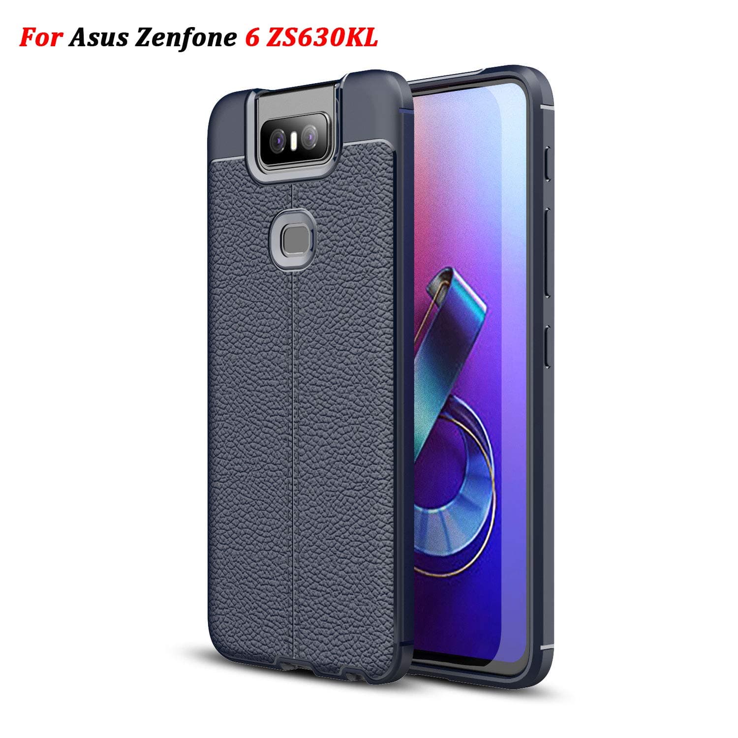 XunEda Asus Zenfone 6 ZS630KL 6.4" Case, Ultra Thin Silicone Cover Skin Shockproof Protective Silicone Case + Screen Protector for Asus Zenfone 6 ZS630KL Smartphone（Blue）