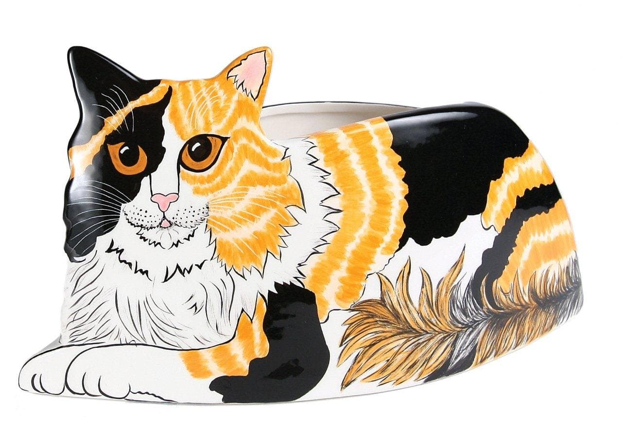 Pavilion - Rescue Me Now - Calico Cat Planter Vase, 6-1/2-Inch Tall