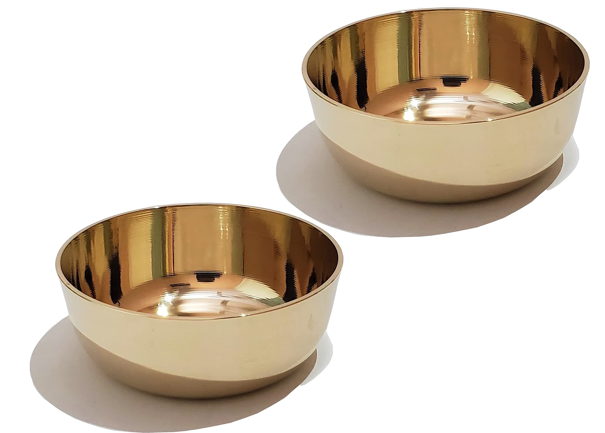 Pure Source (India) Bronze Kansa Solid Bowl - 150ml, 2 Piece, Gold