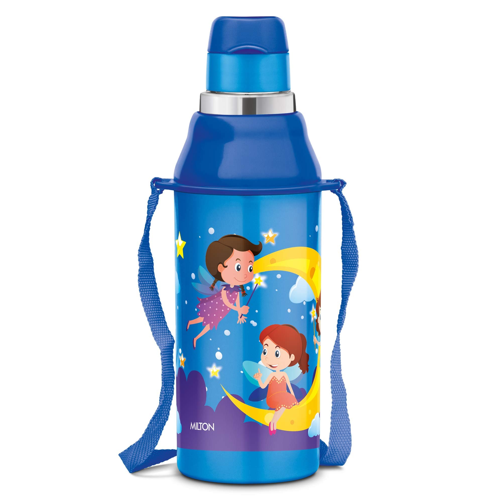 MILTON Kool Steelight 400 Kids Plastic Insulated Water Bottle with Straw, 380 ml, Sipper Bottle, Leak Proof, BPA Free, Food Grade, School & Picnic Bottle, Pearl Blue