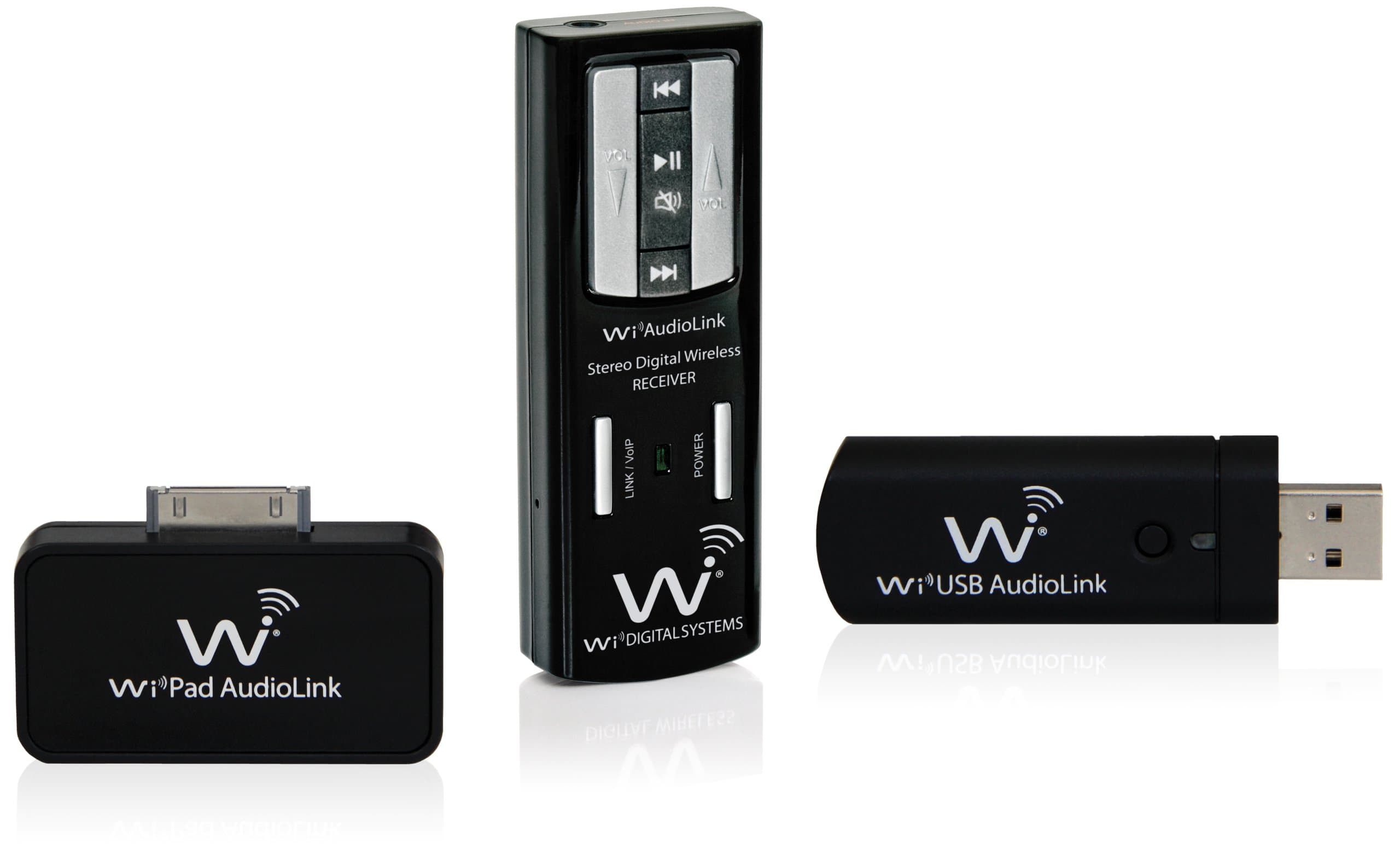 Wi Digital AudioLink Ui Pocket Portable Stereo Digital Wireless System for iPod, iPad, iPhone, Windows Surface, MAC, PC and Tablets (JM-WALUi)