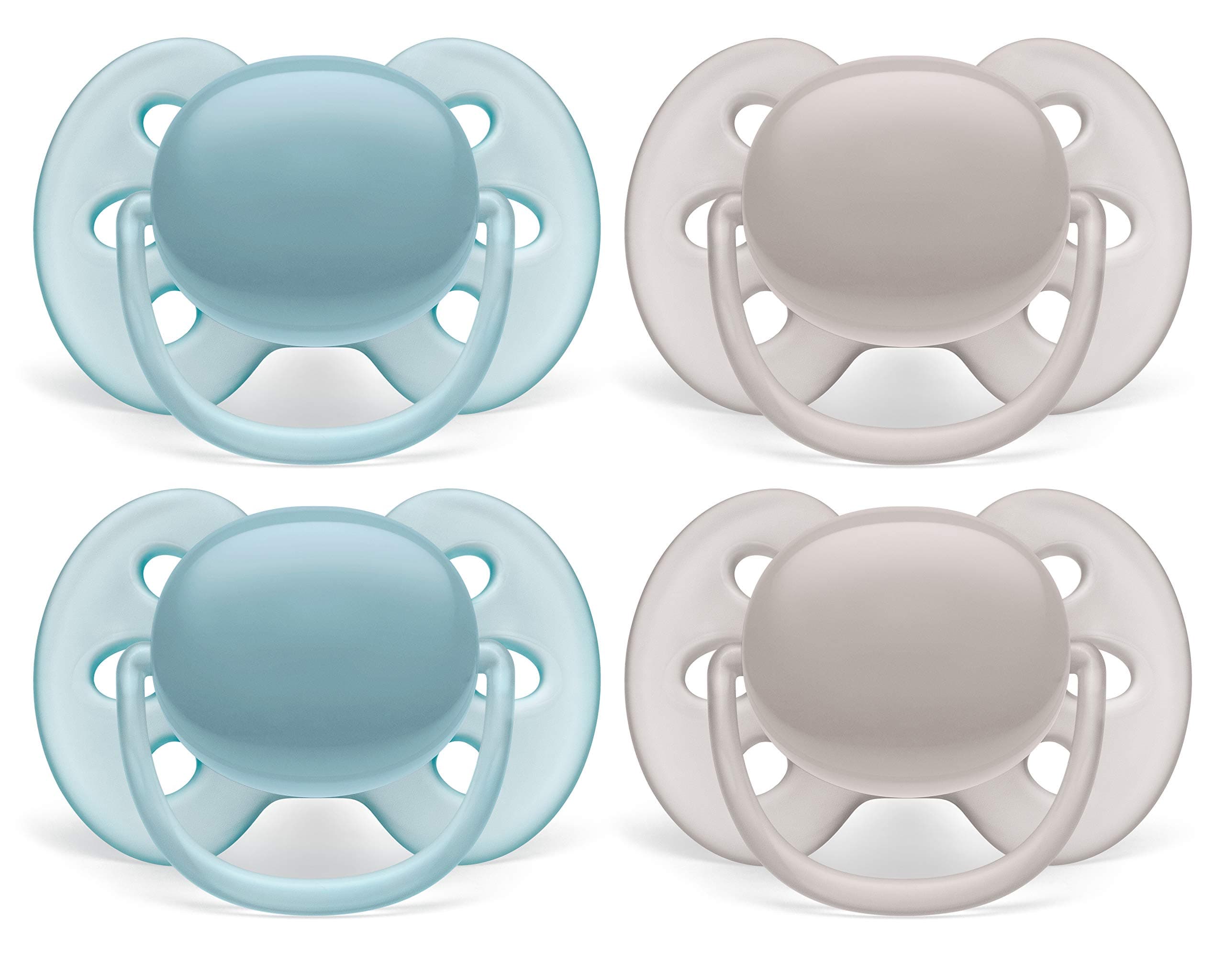 Ultra Soft Pacifier, 6-18 Months, Blue and Grey, 4 Pack, SCF211/40