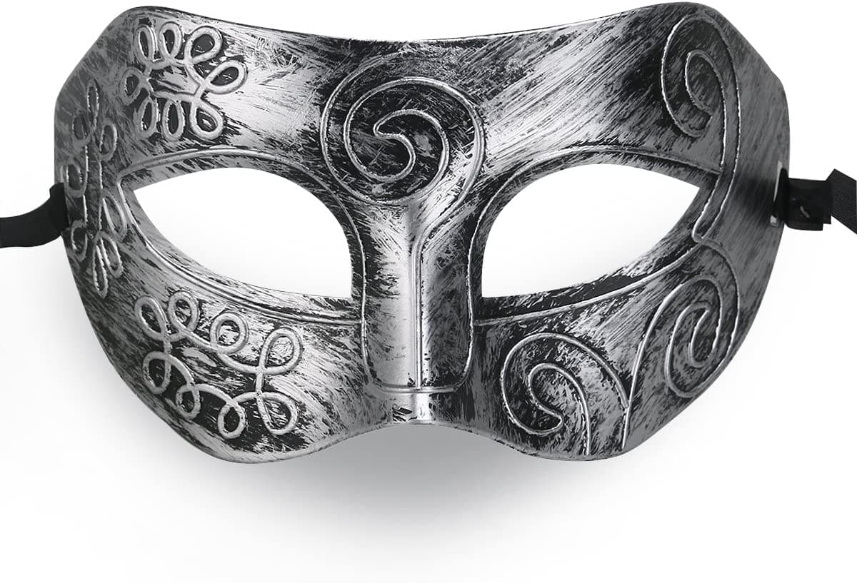 Men's Archaize Venetian Style Theater Masquerade Mask Cool Boy's Charming Silver Unique Prom Party Mask New Silver 1pcs