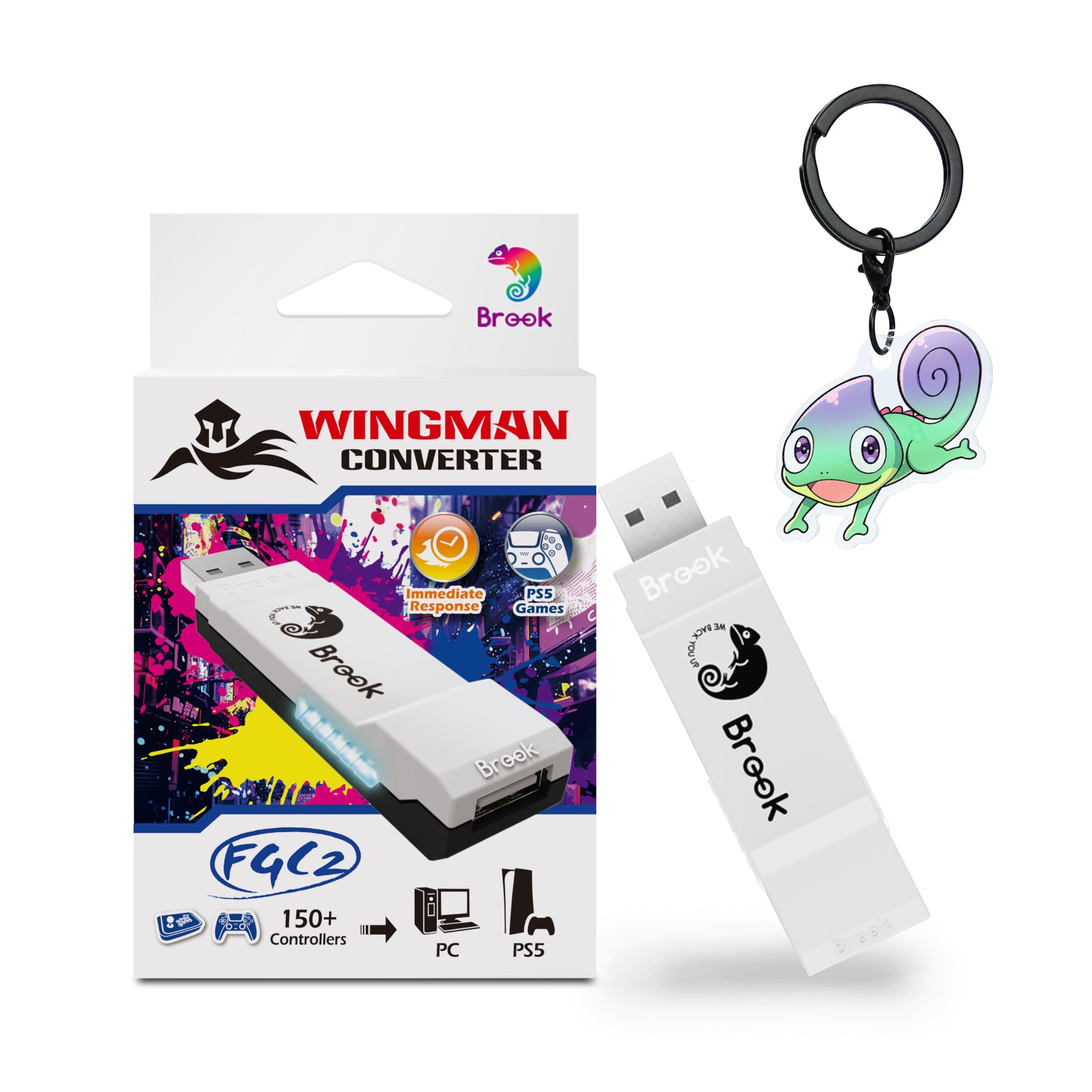 Wingman FGC2 Converter with Keychain-Arcade Joystick Adapter Gamepad for PS5 & PC, Supports All PS5 Games (Official Exclusive Version)