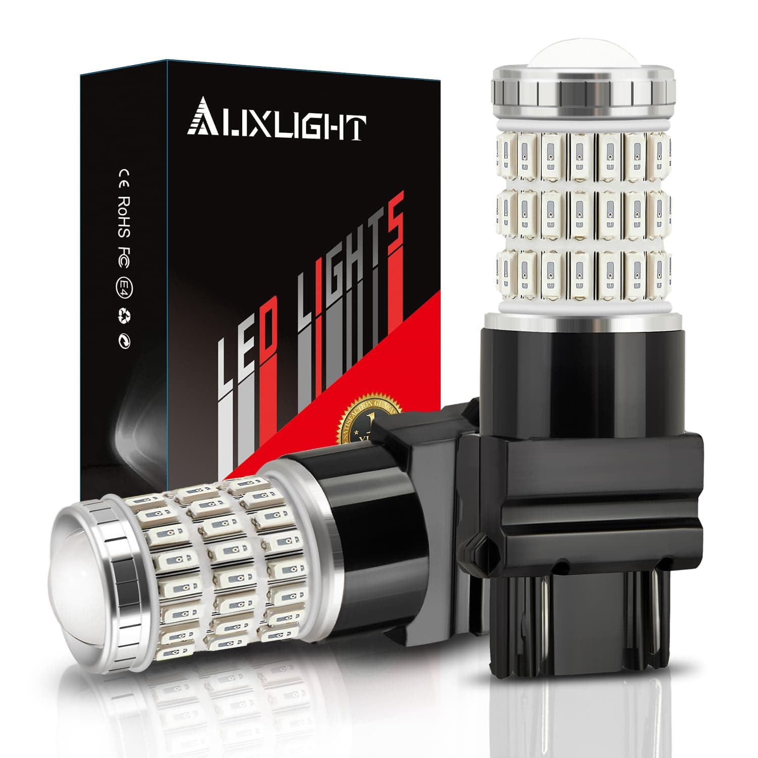 AUXLIGHT 3157 3156 3057 4157 3157K LED Bulbs Brilliant Red, Ultra Bright 60-SMD LED Replacement for Brake/Tail Lights, Blinker Lights, Turn Signal/Parking or Running Lights (Pack of 2)