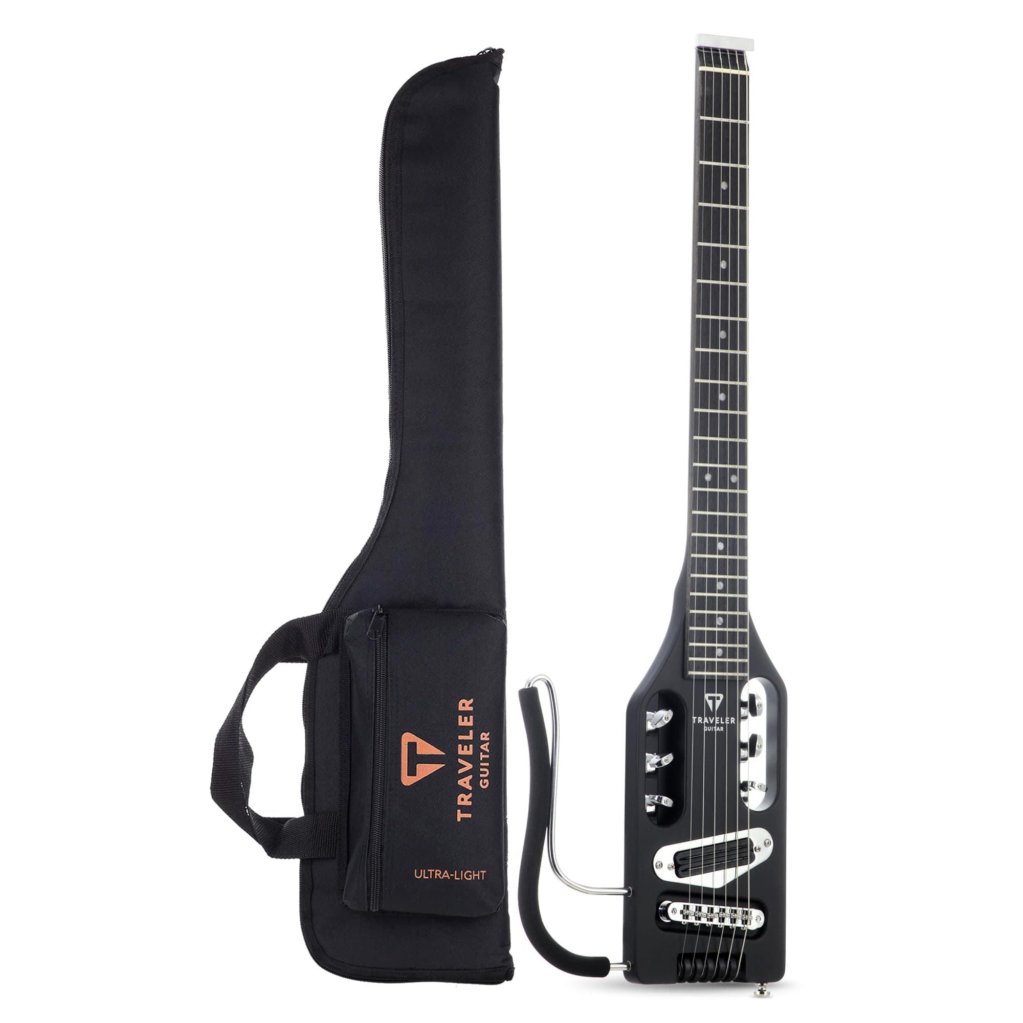 Ultra-Light Electric Guitar Matte Black Left-Handed Portable Electric with Removable Lap Rest Full 24 3/4" Scale Headless Guitar Custom Gig Bag Included