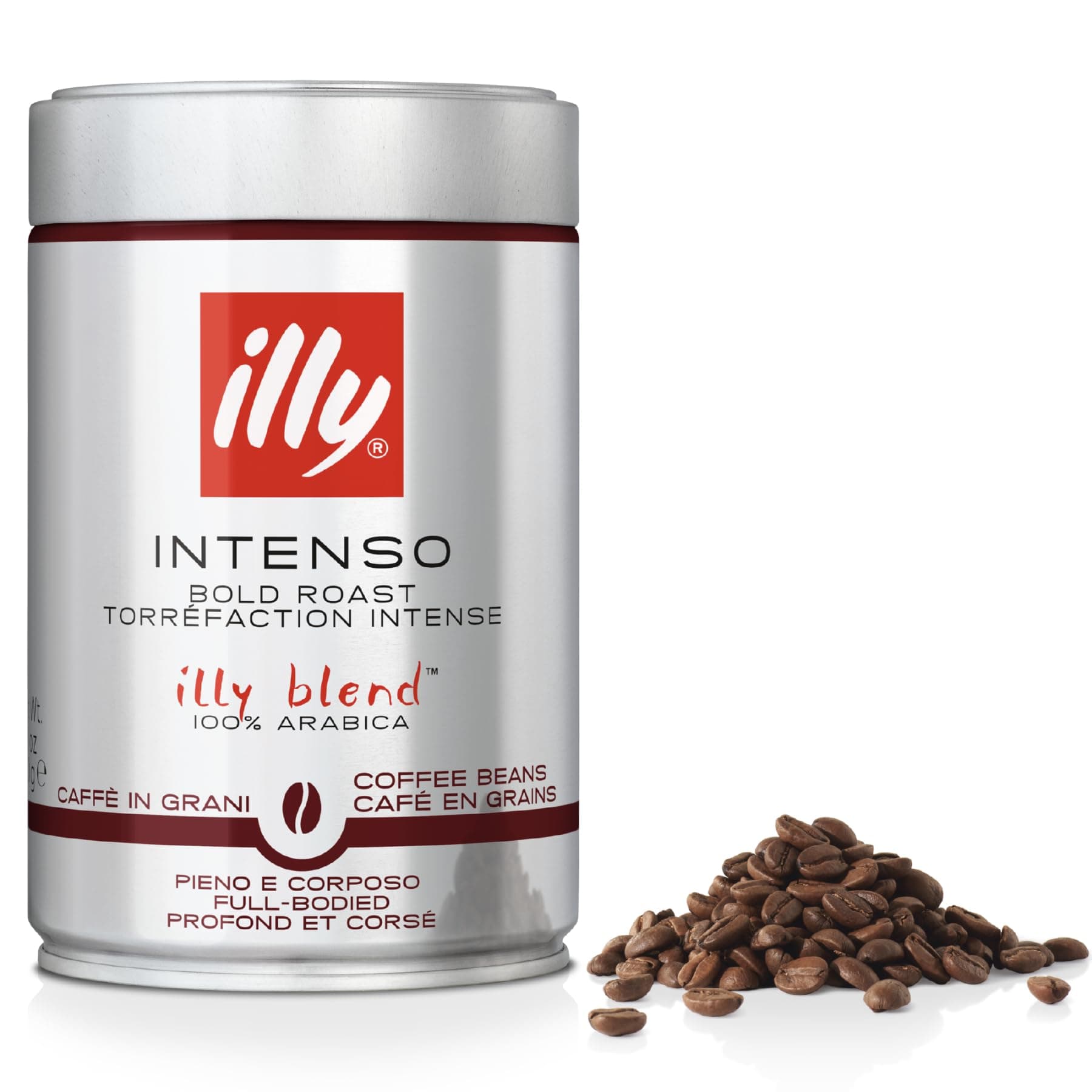 Intenso Coffee Beans, 100% Arabica Blend, Dark Roast, Intensity 7/9, Bold & Full-Bodied with Cocoa & Dried Fruit Notes, Suitable for Bean to Cup & Fresh Grinding, 250g