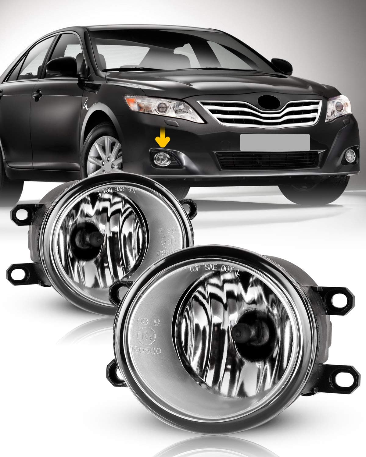 Winjet OEM Style Fog Light for TOYOTA 09-12 Corllla/08-10 Highlander/09-12 Venza/07-12 Yaris | Lexus 08-11 LX570/ 2010 RX350, 1 Pair with Bulbs H11 12V55W (Clear Lens)