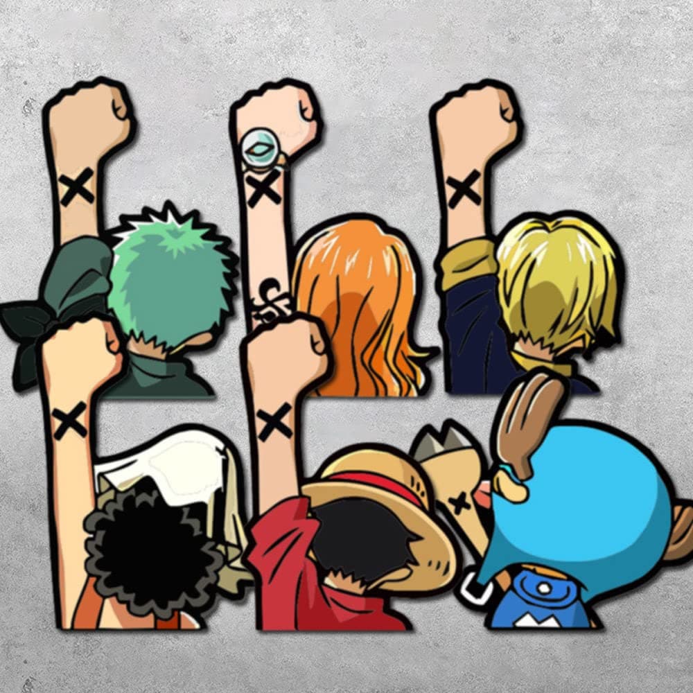 CAMAQUI 6 PCS Anime Car Stickers, 3D Stereoscopic Pattern Vinyl Bumper Decals Decoration Car Accessories, Windshield Window Laptop Motorcycle Skateboards Waterbottles Sticker Gift for Girls Boys