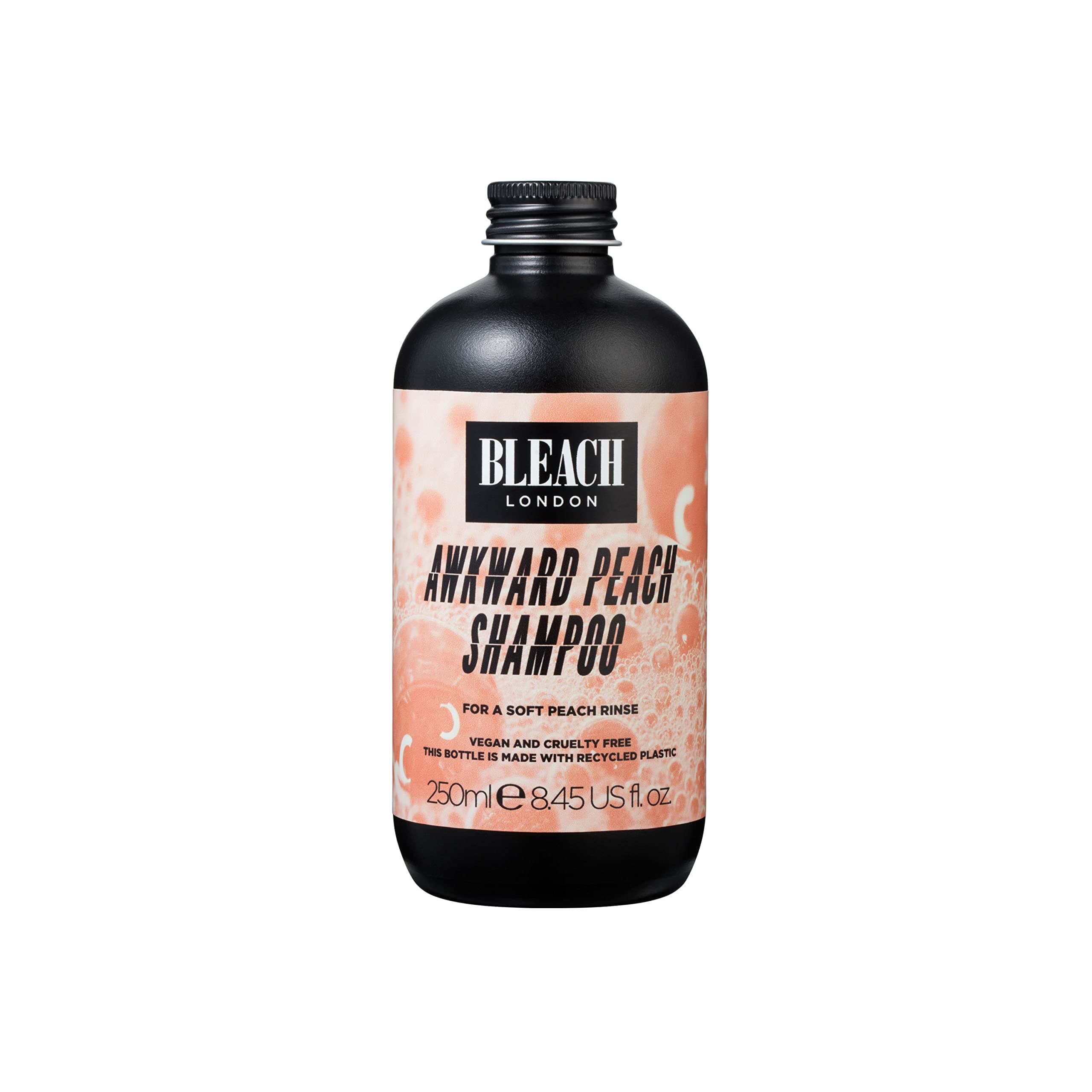 Bleach London Awkward Peach Shampoo - Vegan & PETA-Approved Peachy Toning Formula, for Bleached Hair, Colour Depositing, Achieves Dreamy Peachy Look, Enhances Warm Blonde - Paraben Free - (250 ml)