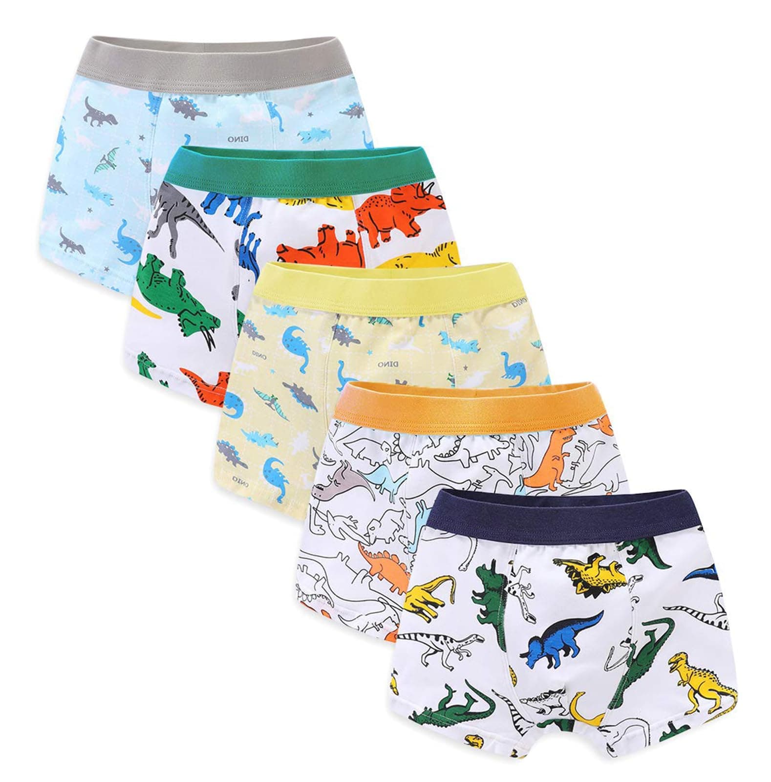 CHUNGToddler Little Boys Underwear Soft Cotton Boxer Briefs 2-11Years Dinosaur Pack for Pupil Kindergarten Kids