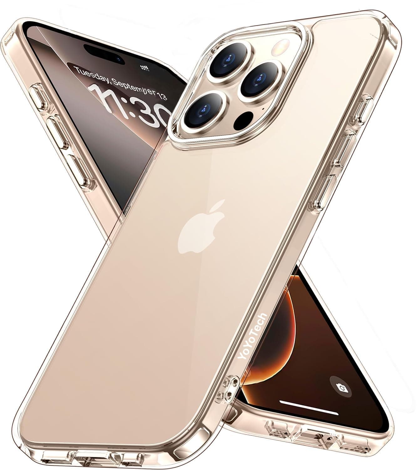 YoYoTechCompatible for iPhone 16 Pro Max 6.9' [Anti-Yellowing] Hard Back Slim Shockproof Bumper Anti-Scratch [Military-Grade Protection] Protection Cover-Clear