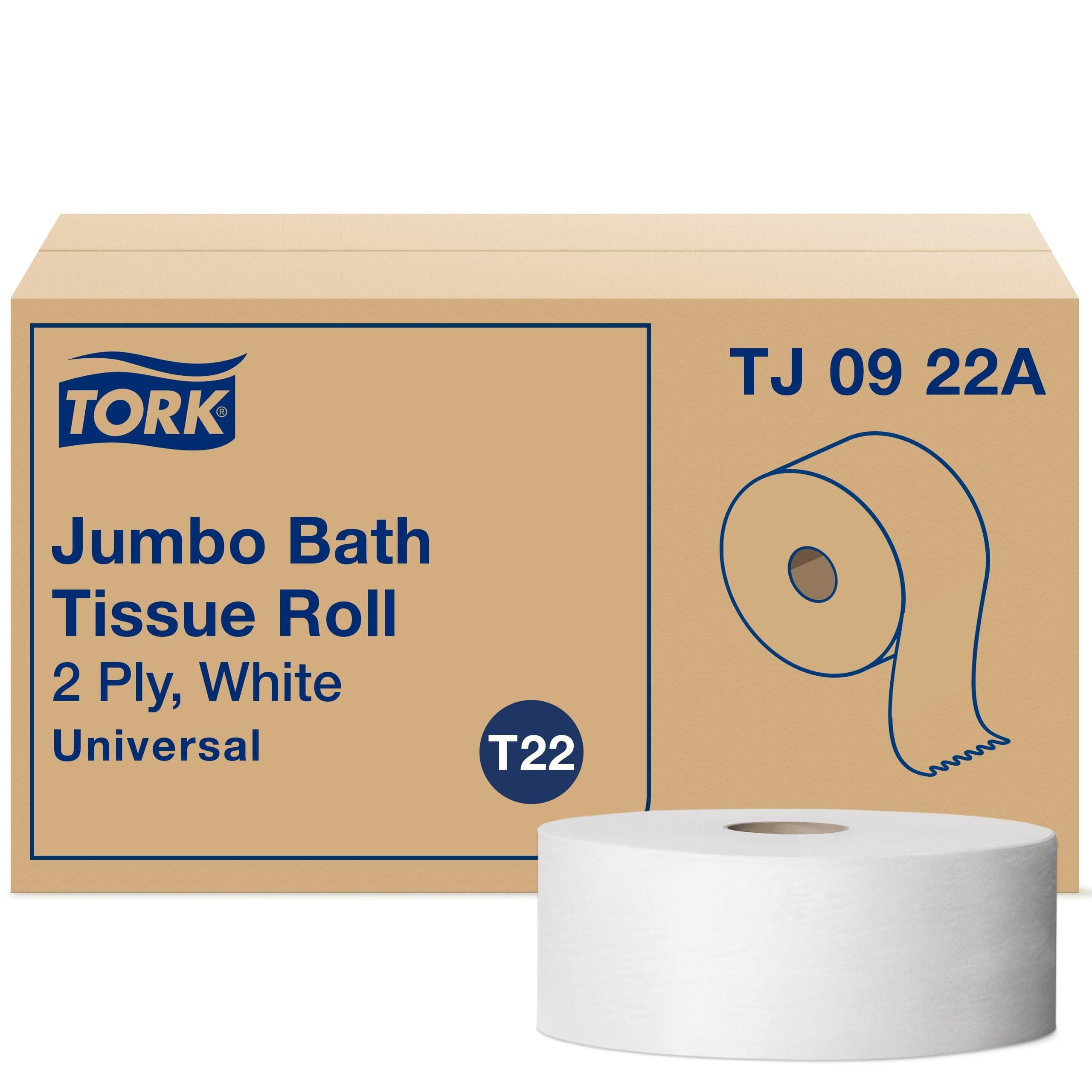 Universal Jumbo Bath Tissue, 2-Ply, White, 3.6" x 1000 ft, 8.8" Diameter