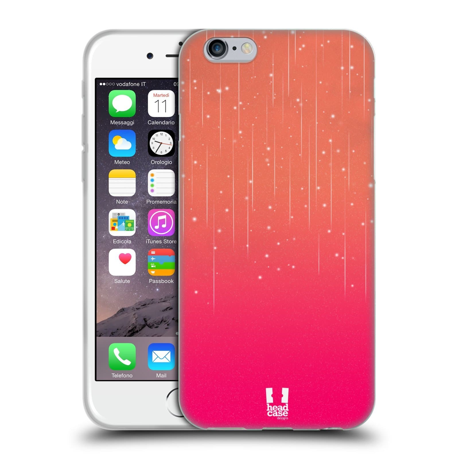 Head Case Designs Peach Pink Neon Rain Ombre Soft Gel Case for iPhone 6 / iPhone 6s