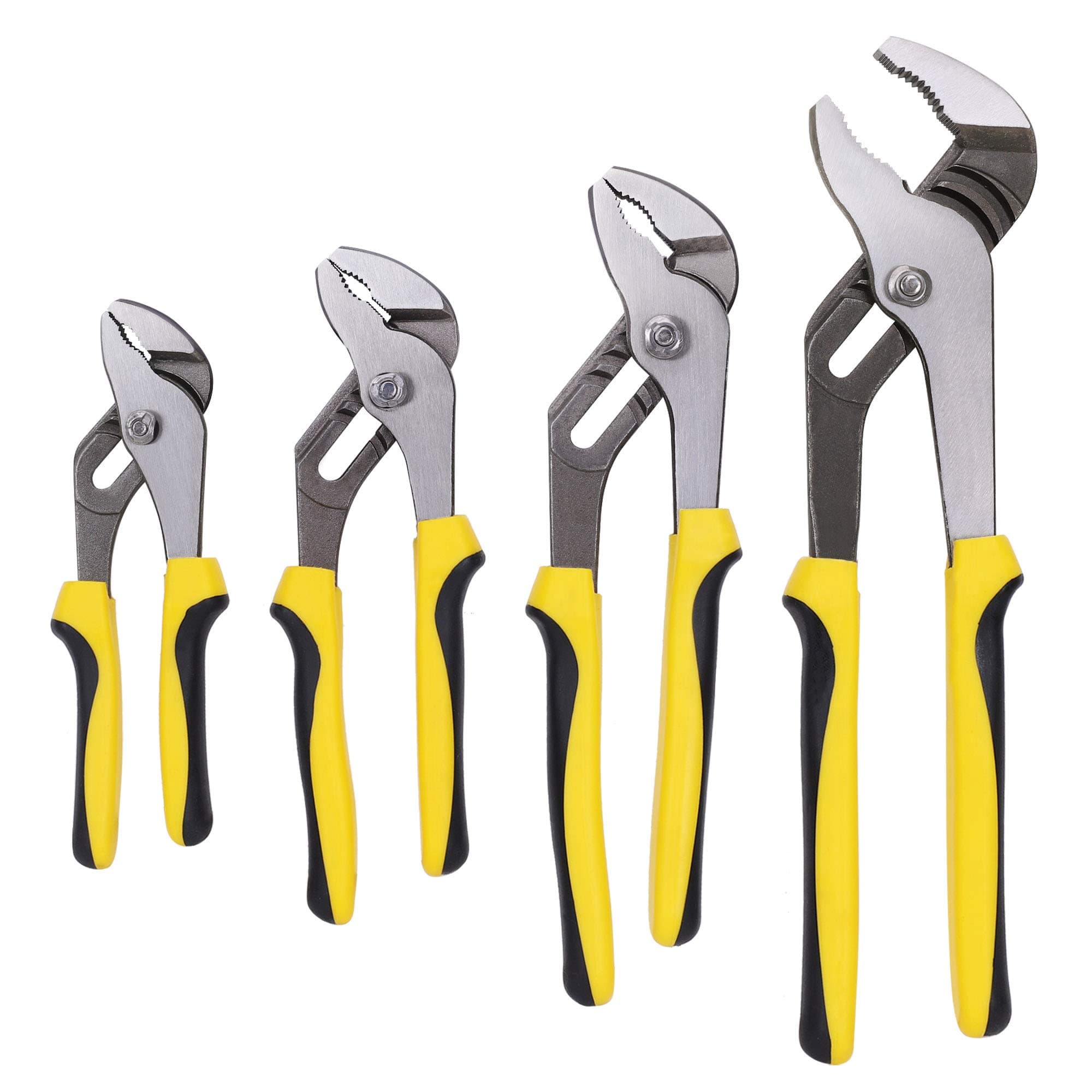 4-Piece Groove Joint Pliers Set with Bi-Material Handles, Pliers Wrench Set Included 12-in, 10-in, 8-in and 6-in, Perfect for Plumbing, Basic Home Repair and General Applications