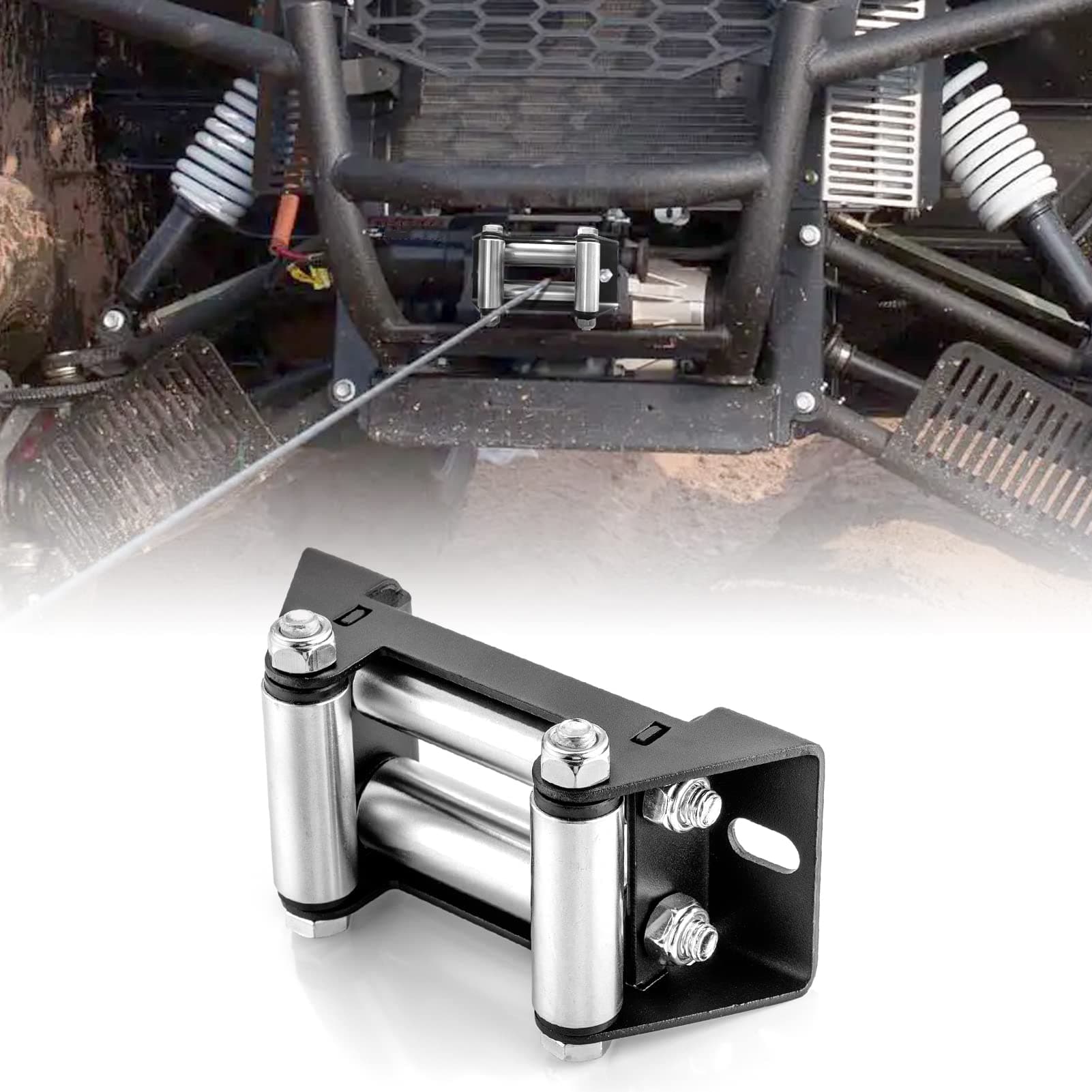 WeiSen 4 7/8" (124 MM) 4-Way Winch Roller Fairlead Bolt Centers fit 2000-3500 LBs ATV/UTV Winch