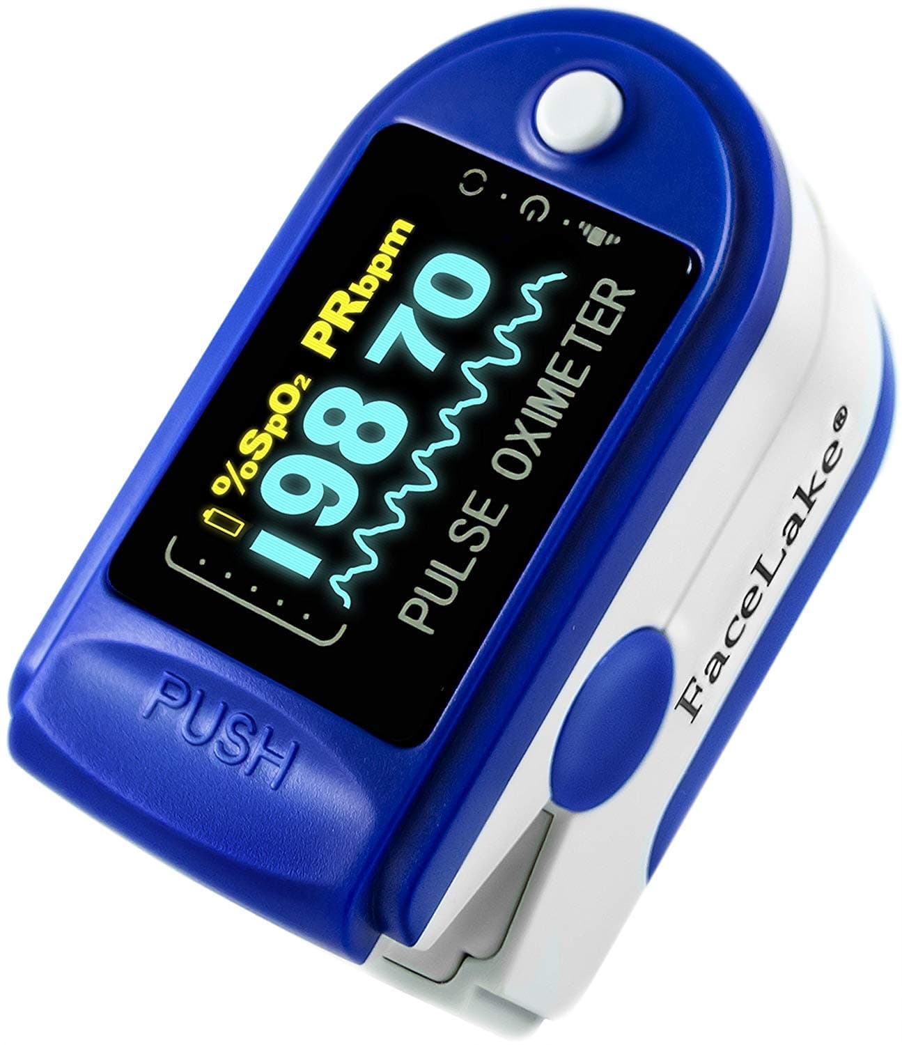 FL350 Blue Pulse Oximeter with Carrying Case, Lanyard & Batteries