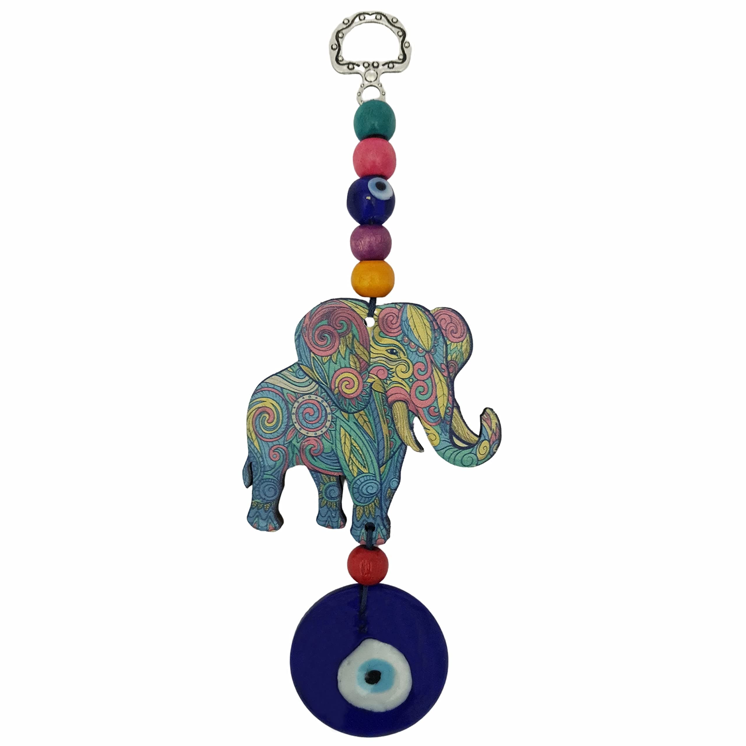 Divya Mantra Evil Eye Turkish Hanging Accessories Home Kitchen Wall Decor Front Entrance Door Nazar Battu Good Luck Decorative Vastu Suraksha Drishti Bommai Showpiece Items (Elephant)