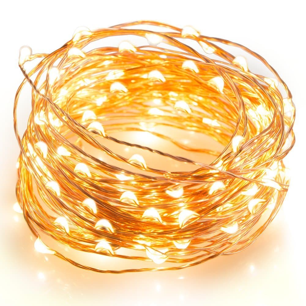 UOTOO Copper Wire Lights, warm white led string lights, starry string lights, for Seasonal Decorative Christmas Holiday, Wedding, Party (100leds, 33ft, Warm White)