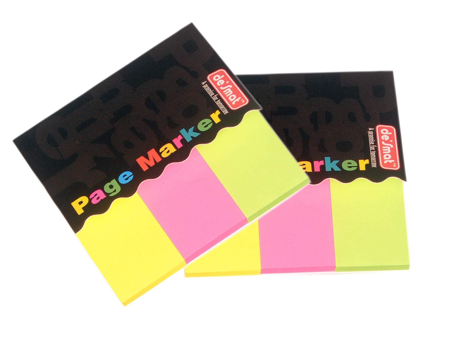 Desmat Page Marker Sticky Note Pad (Yellow, Pink,Green, 40 Sheet) - Set of 2