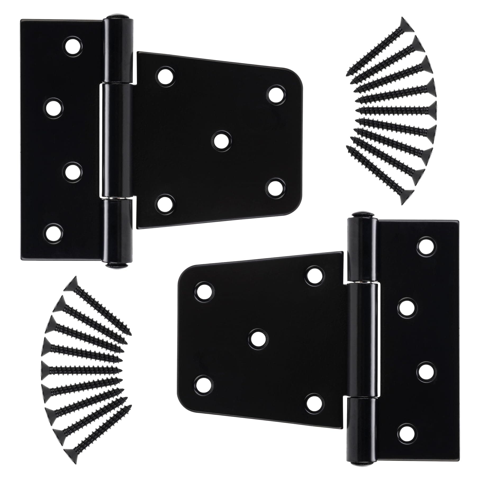 3.5 Inch Heavy Duty Gate Hinges Fence Door Hinges Durable Black Gate Strap Hinge for Indoor Outdoor, Gate Hardware Kit for Shed,Wooden Fences,Vinyl Fence Gate,Barn Door,Garage,2 Pack