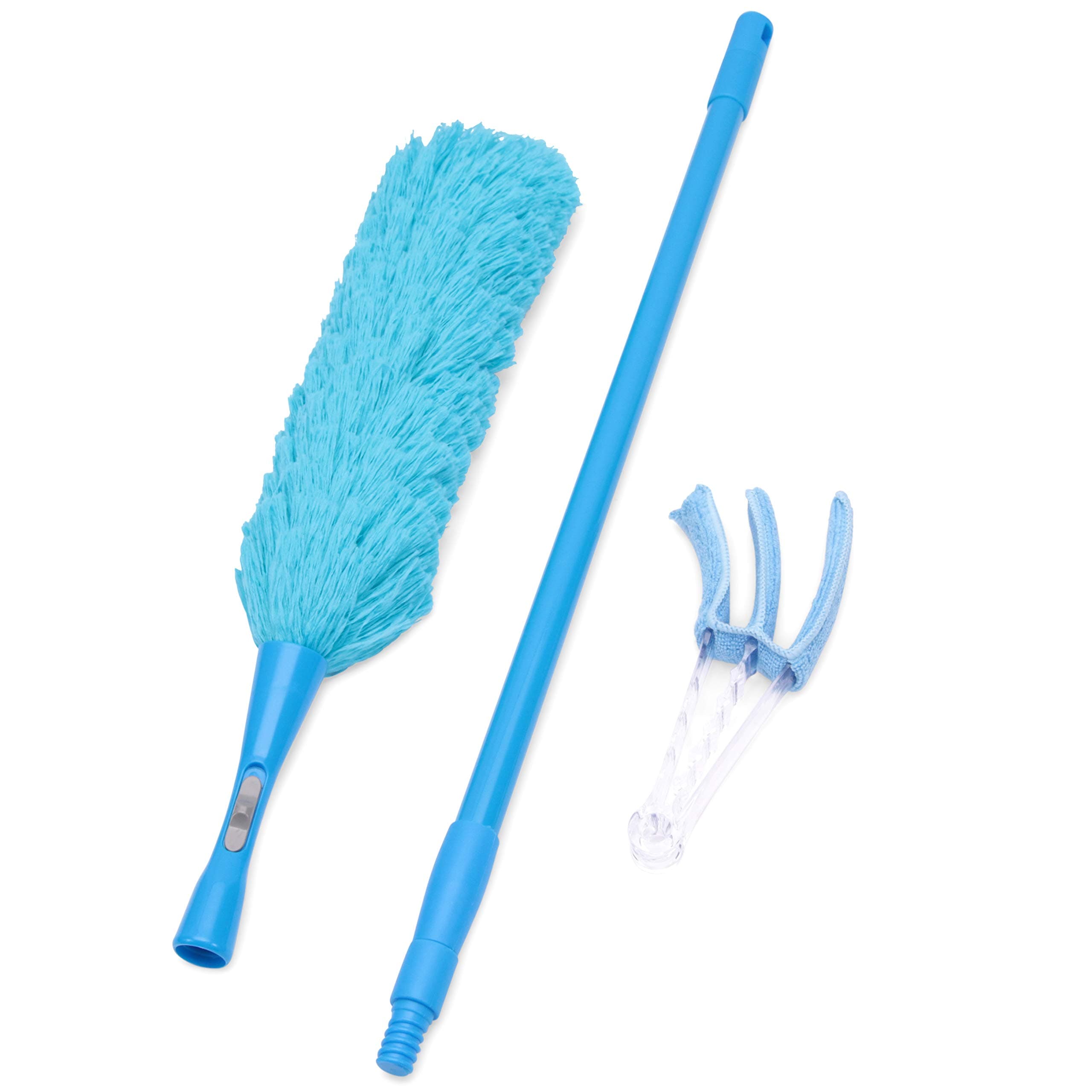 TriboDuster with Bonus Blinds Cleaner – Microfiber Duster for Cleaning with Extendable Telescoping Pole Up to 5ft6”! Ceiling Fan Dusters, Cobweb/Spider Web Brush and Blind Duster