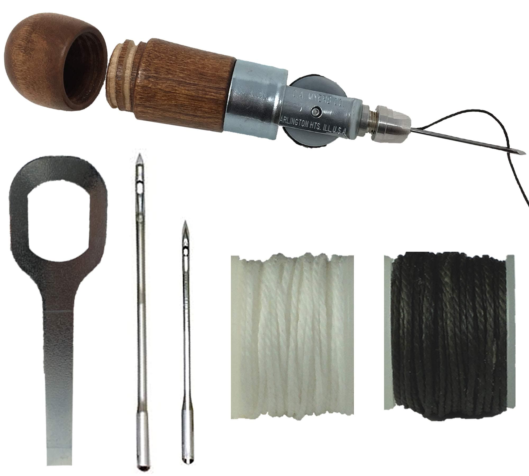 Repair Stitch Tool | Sewing Awl for Bounce Houses, Inflatables, Leather, Thick Fabric, Shoes, Bags, Belt, Upholstery Repair Kit & Crafts Leather, Tarp Stitching โ Made in USA. Professional Heavy Duty