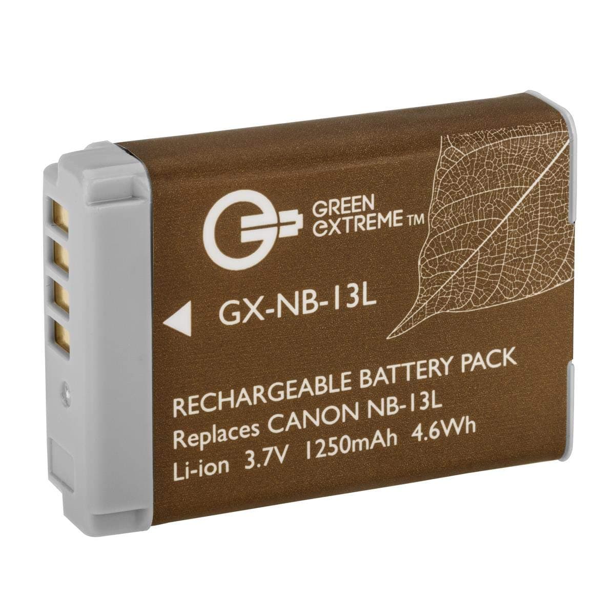 Green ExtremeNB-13L Lithium-Ion Battery Pack (3.7V 1250mAh) for Canon PowerShot G5X G7X G9X G7 X Mark II G9X Mark II SX620 HS SX720 HS SX730