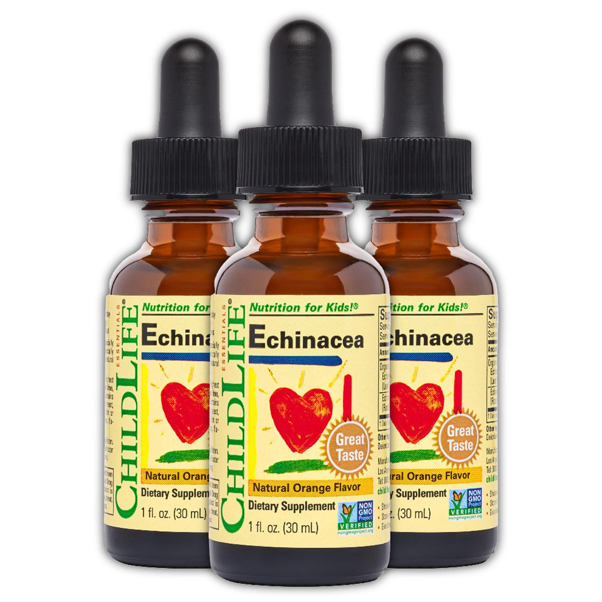 Echinacea for Kids - Kids Echinacea Drops, Liquid Tincture, Alcohol Free Supplement for Babies, Toddlers, Children - Natural Orange, 1 Fl Oz (Pack of 3)